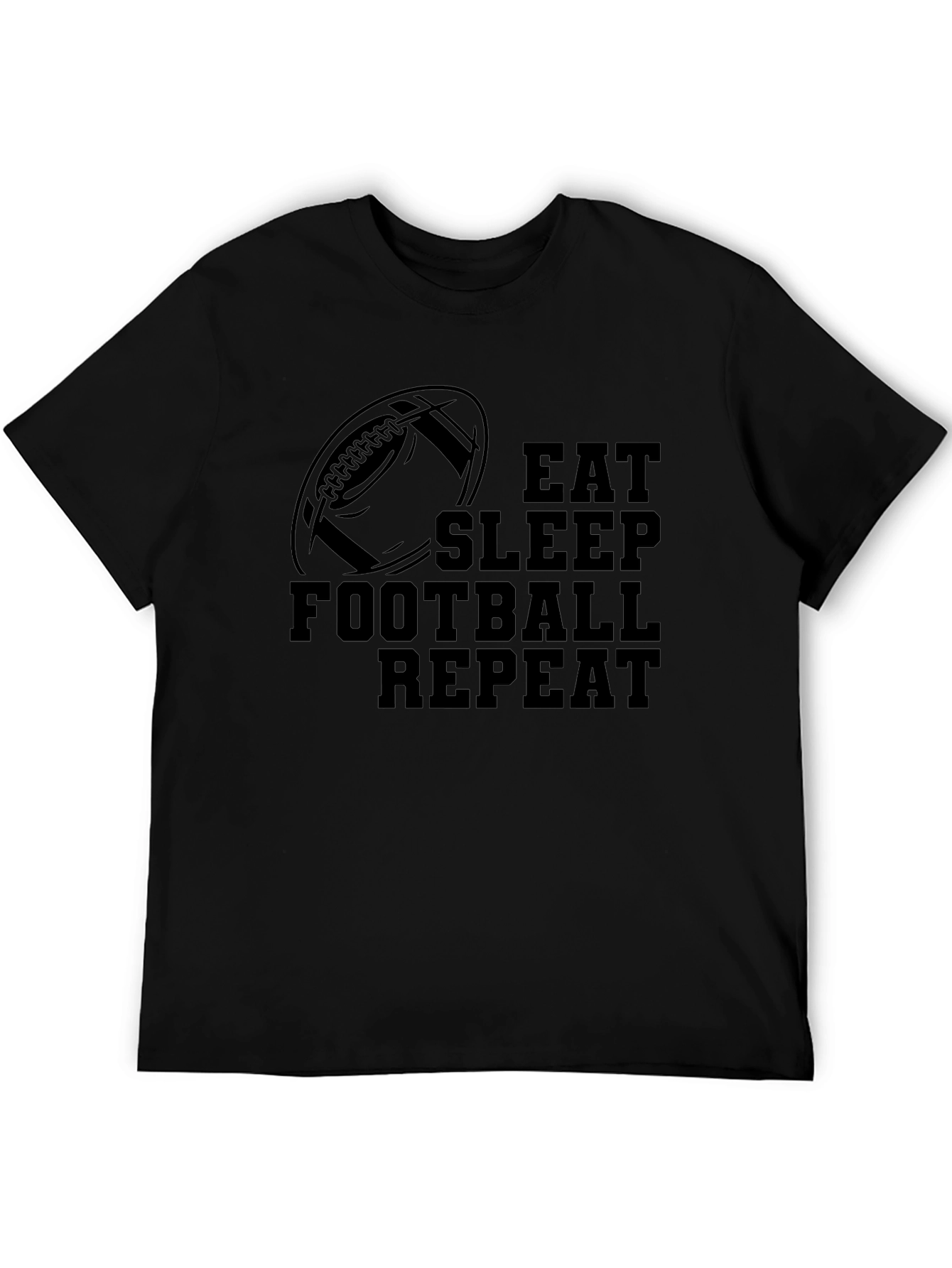 Black Eat Sleep Football Repeat T-Shirt view 5