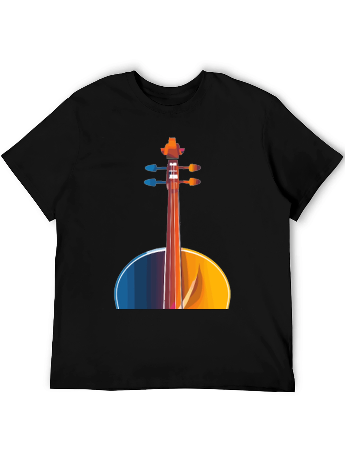 Black Abstract Cello Graphic Tee - Black Musical Shirt view 5