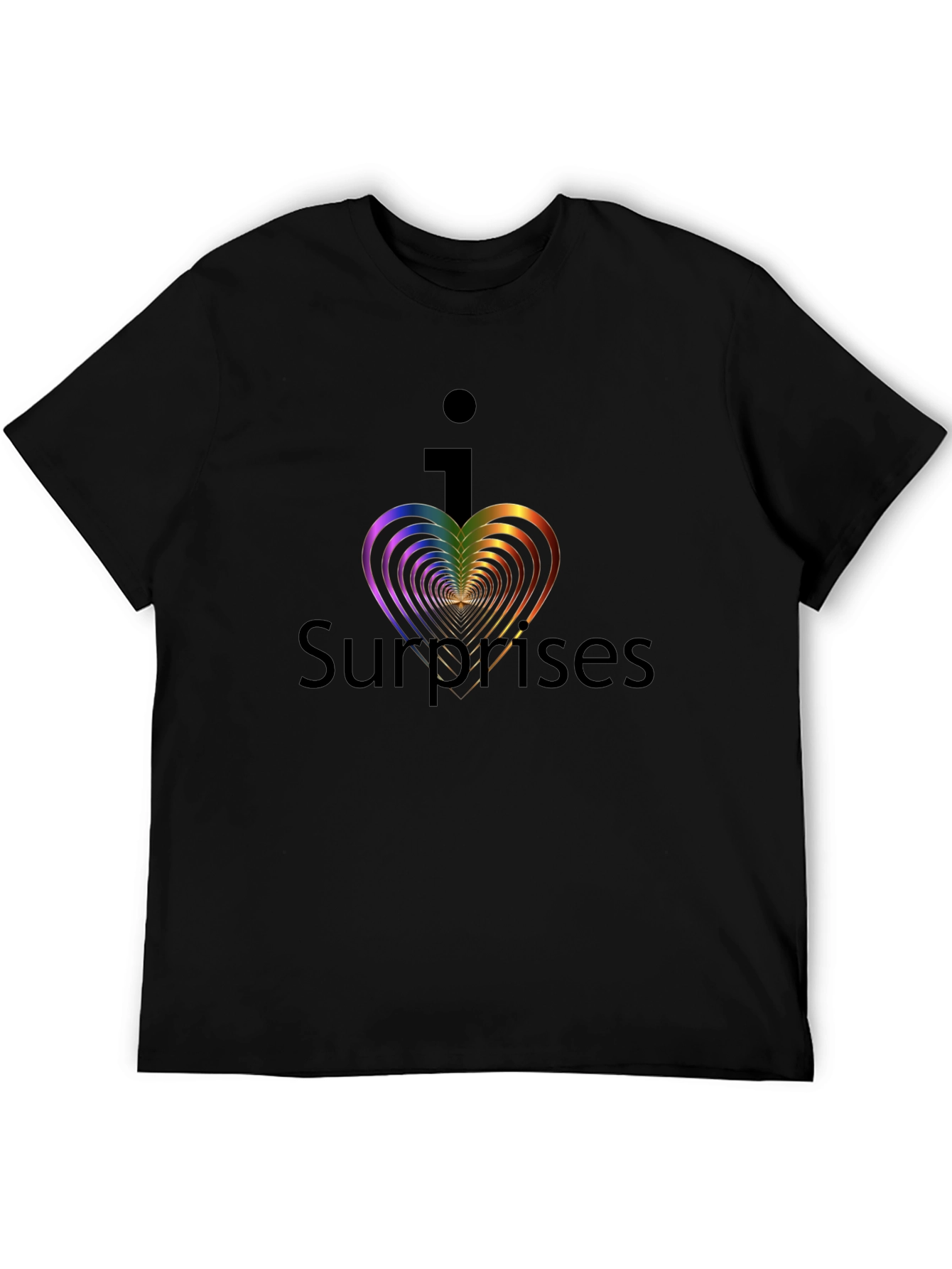 Black I Heart Surprises Graphic Tee - Black Unisex T-Shirt view 5