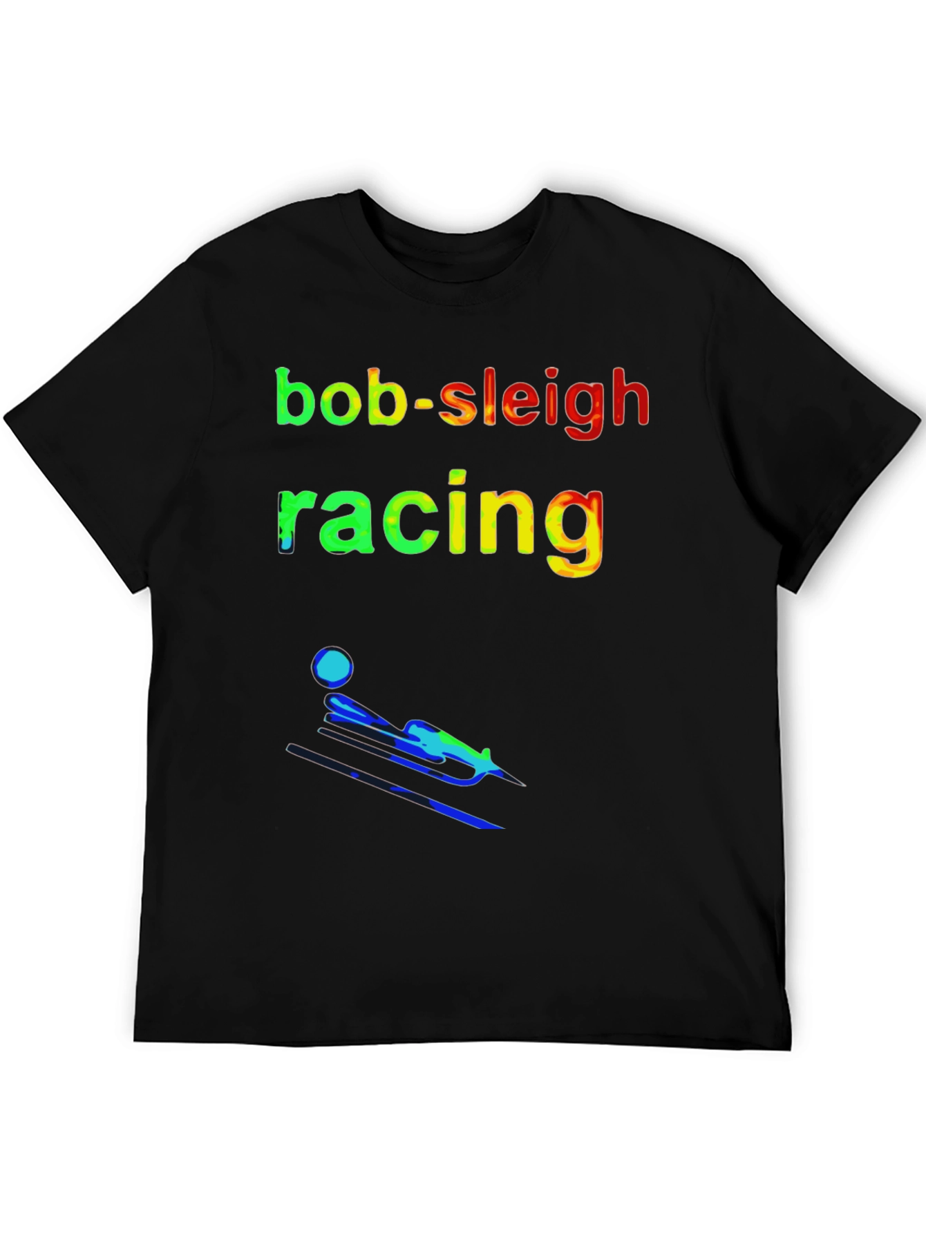 Black Bob-Sleigh Racing T-Shirt - Sporty Design view 5