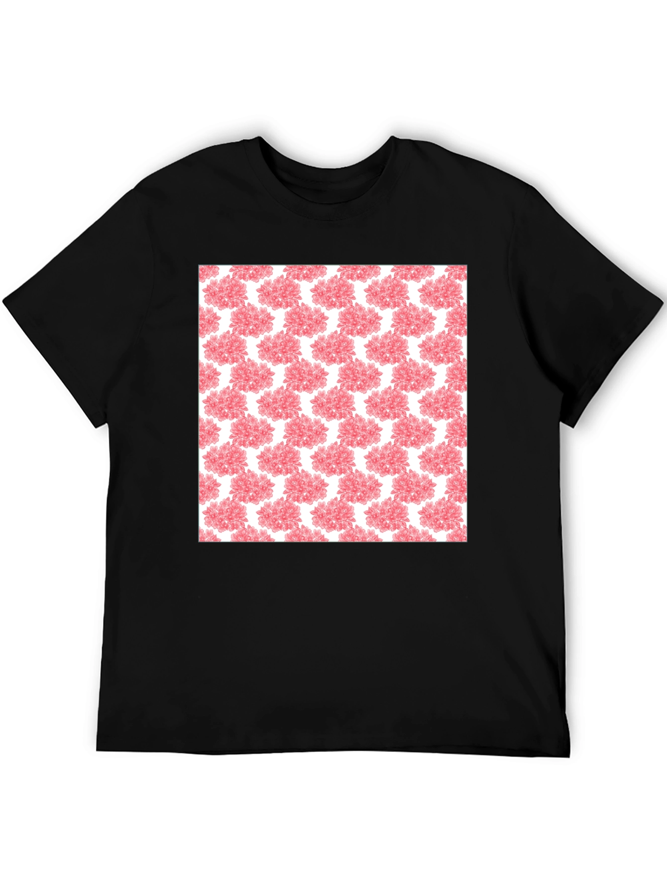 Black Floral Pattern Black T-Shirt view 5