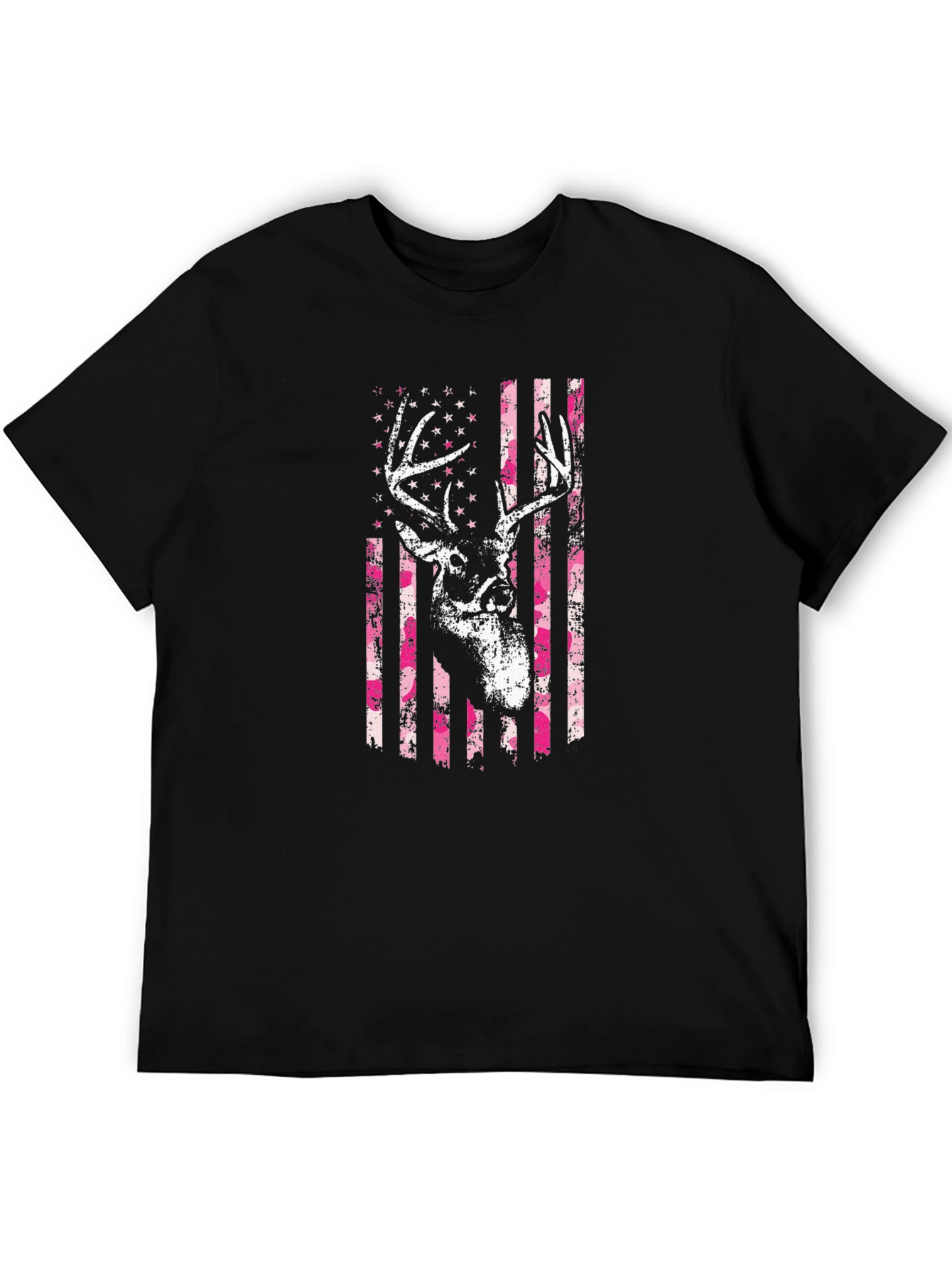 Black Deer American Flag Graphic T-Shirt view 5
