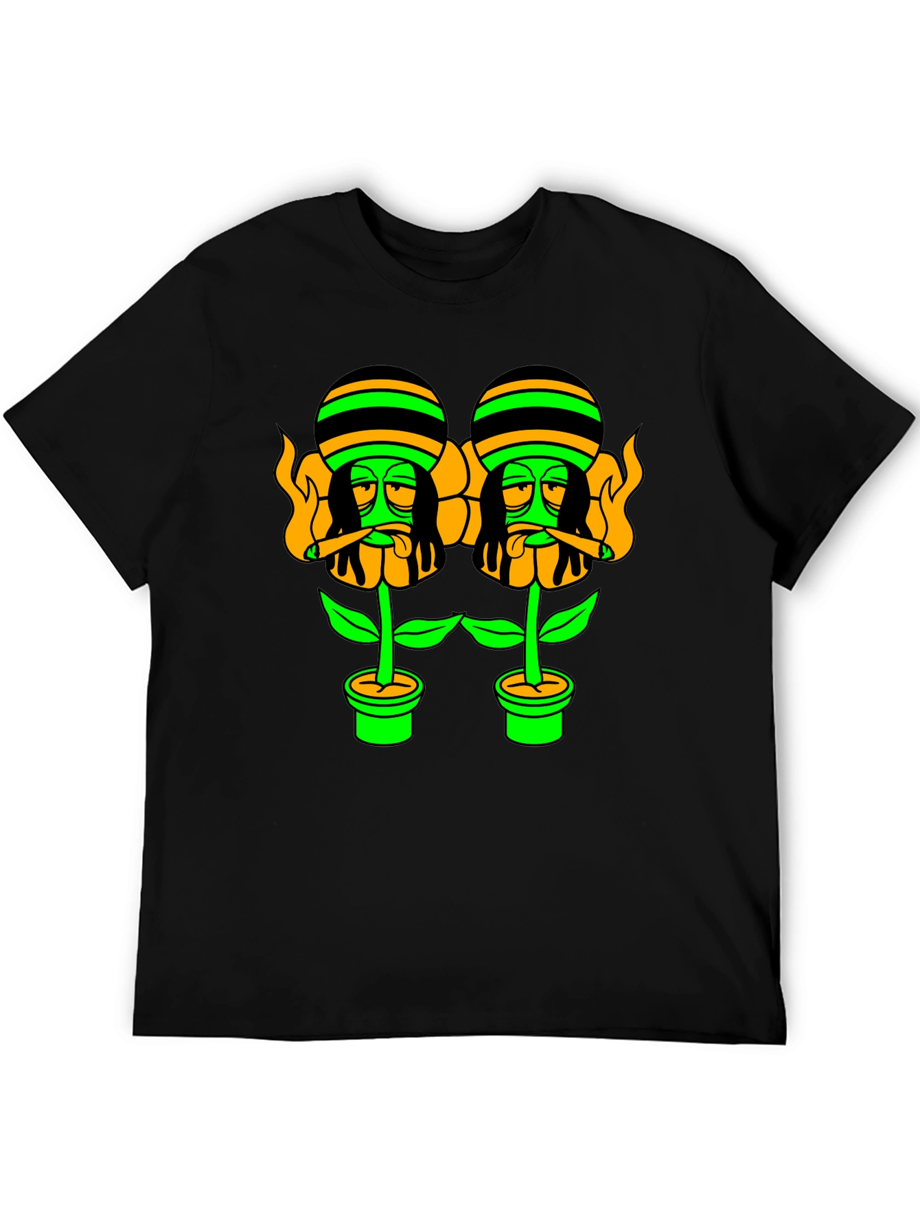 Black Rasta Flower Pot Graphic Tee - Black view 5
