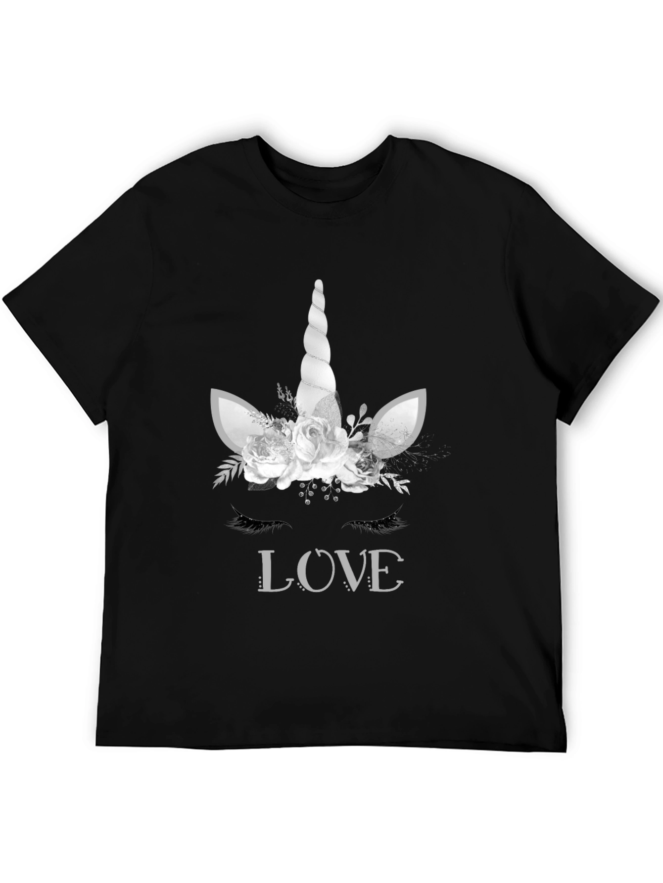 Black Unicorn LOVE Graphic Tee - Black T-Shirt view 5