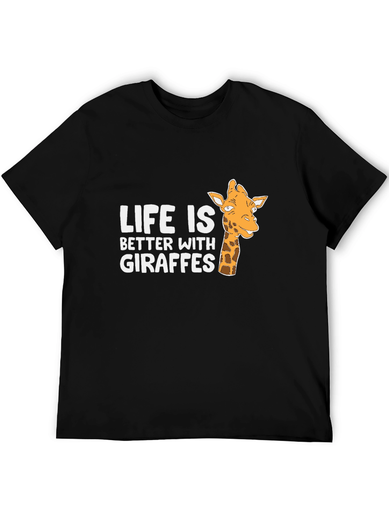 Black Life is Better with Giraffes Black T-Shirt view 5
