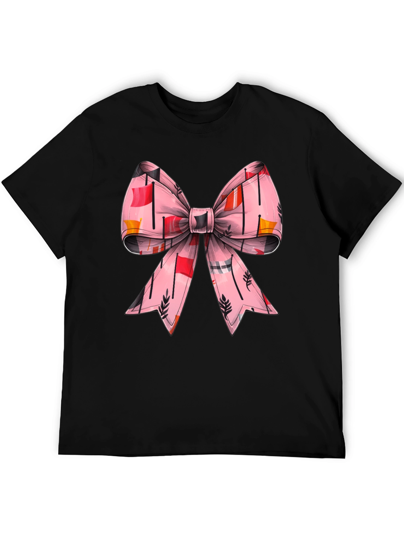 Black Bow Graphic Tee - Black Casual T-Shirt view 5