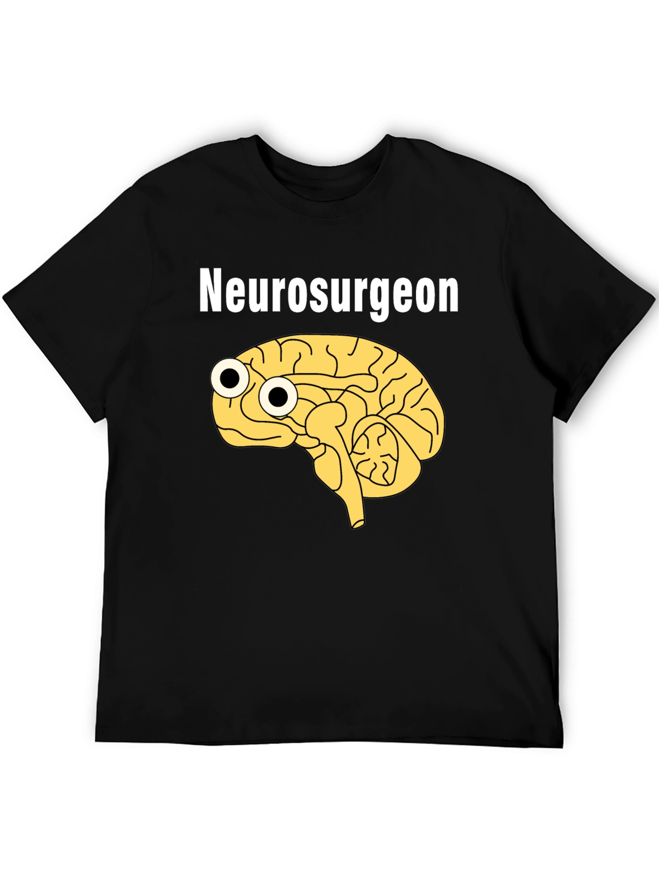 Black Funny Neurosurgeon Brain Googly Eyes Black T-Shirt view 5