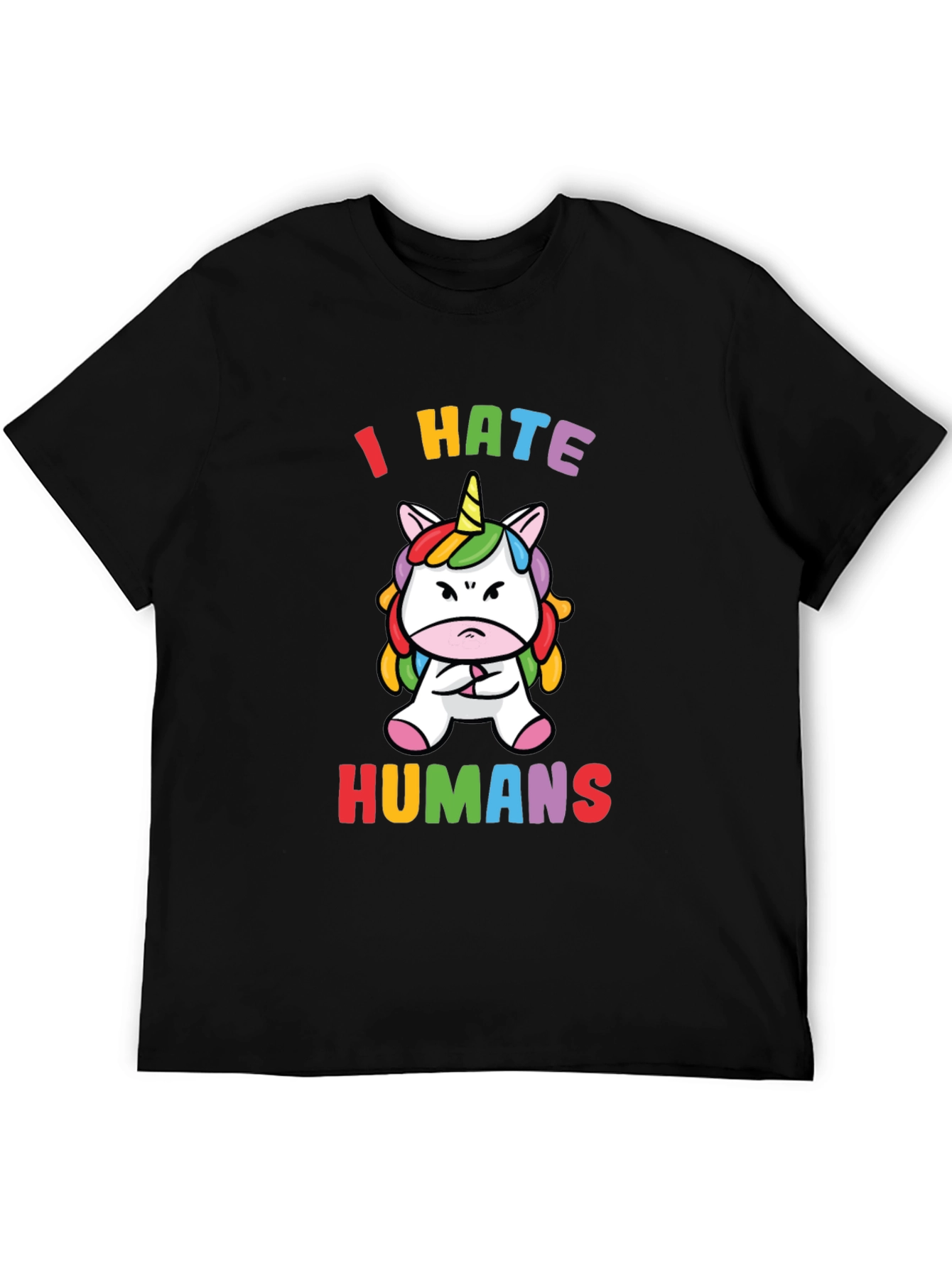Black I Hate Humans T-Shirt - Grumpy Unicorn Tee view 5