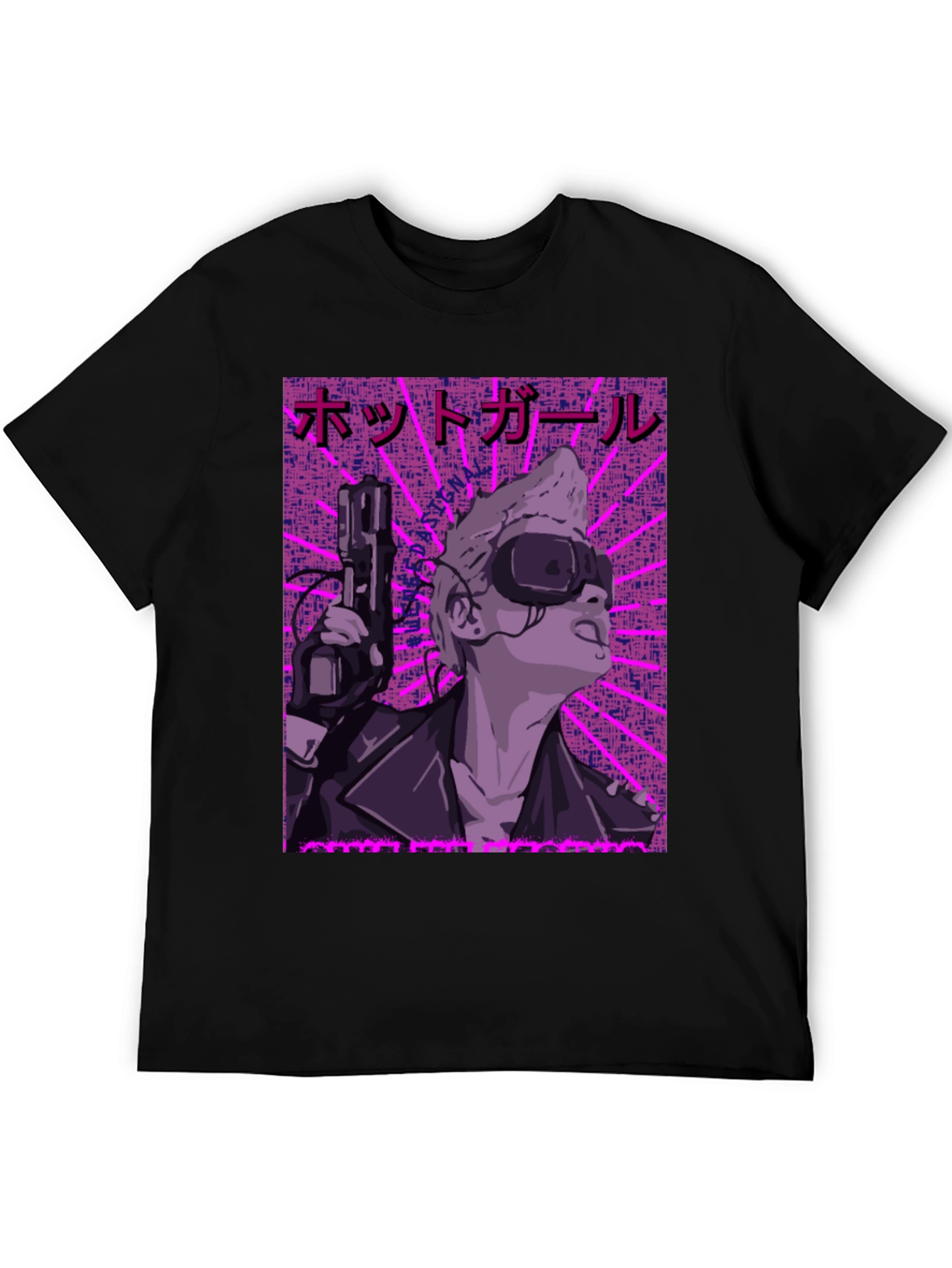 Black Cyberpunk Girl Graphic Print Tee view 5