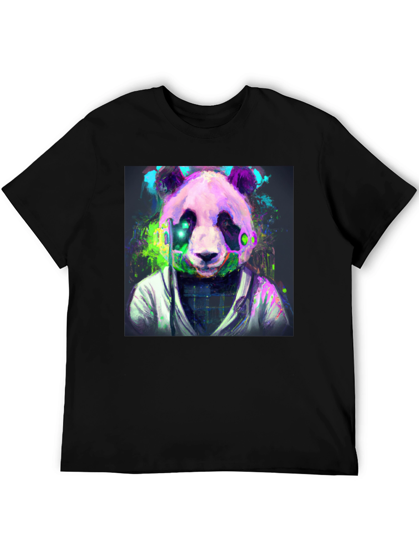 Black Cyber Panda Graphic Tee - Modern Style view 5