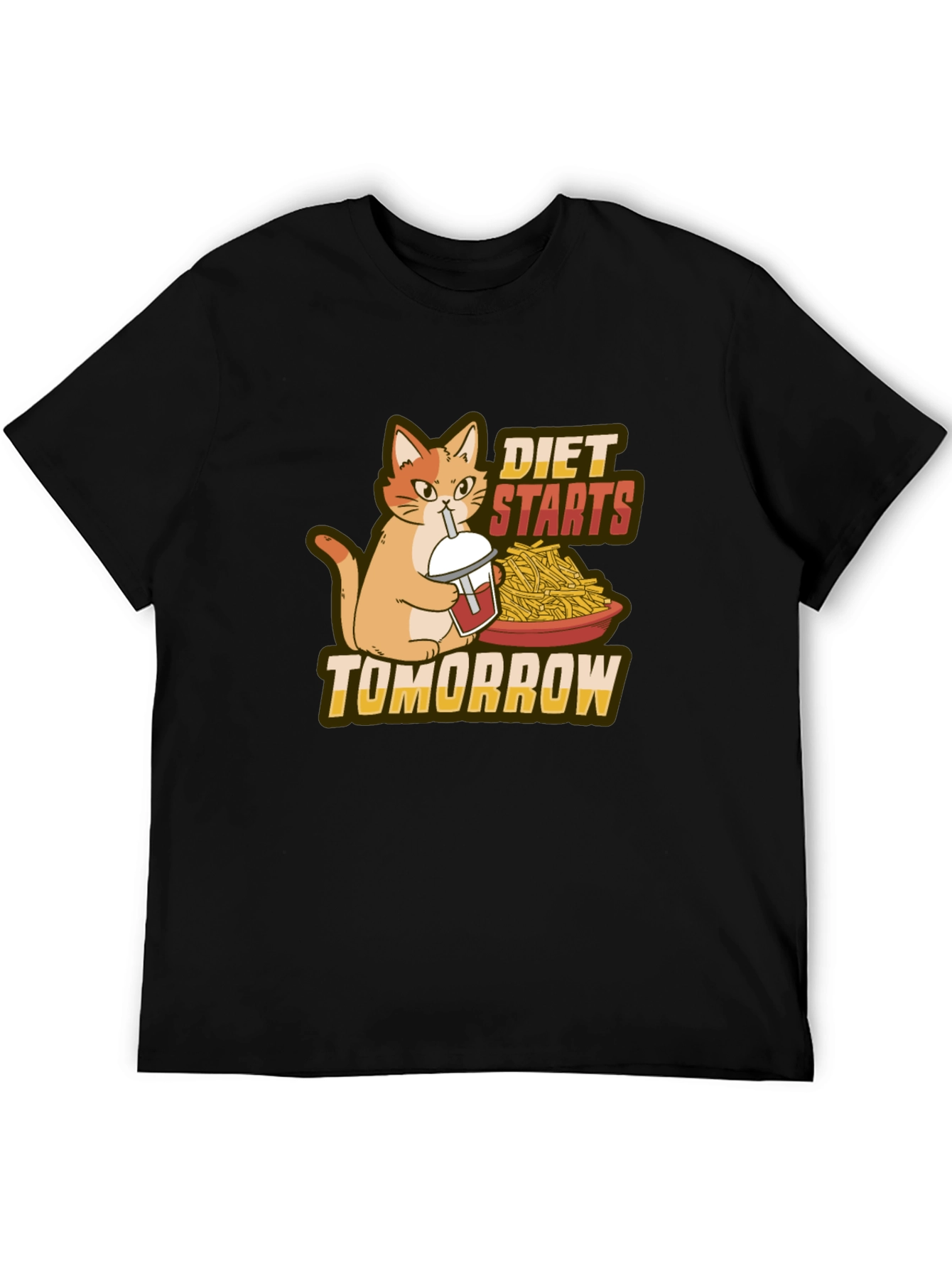Black Diet Starts Tomorrow Funny Cat T-Shirt view 5