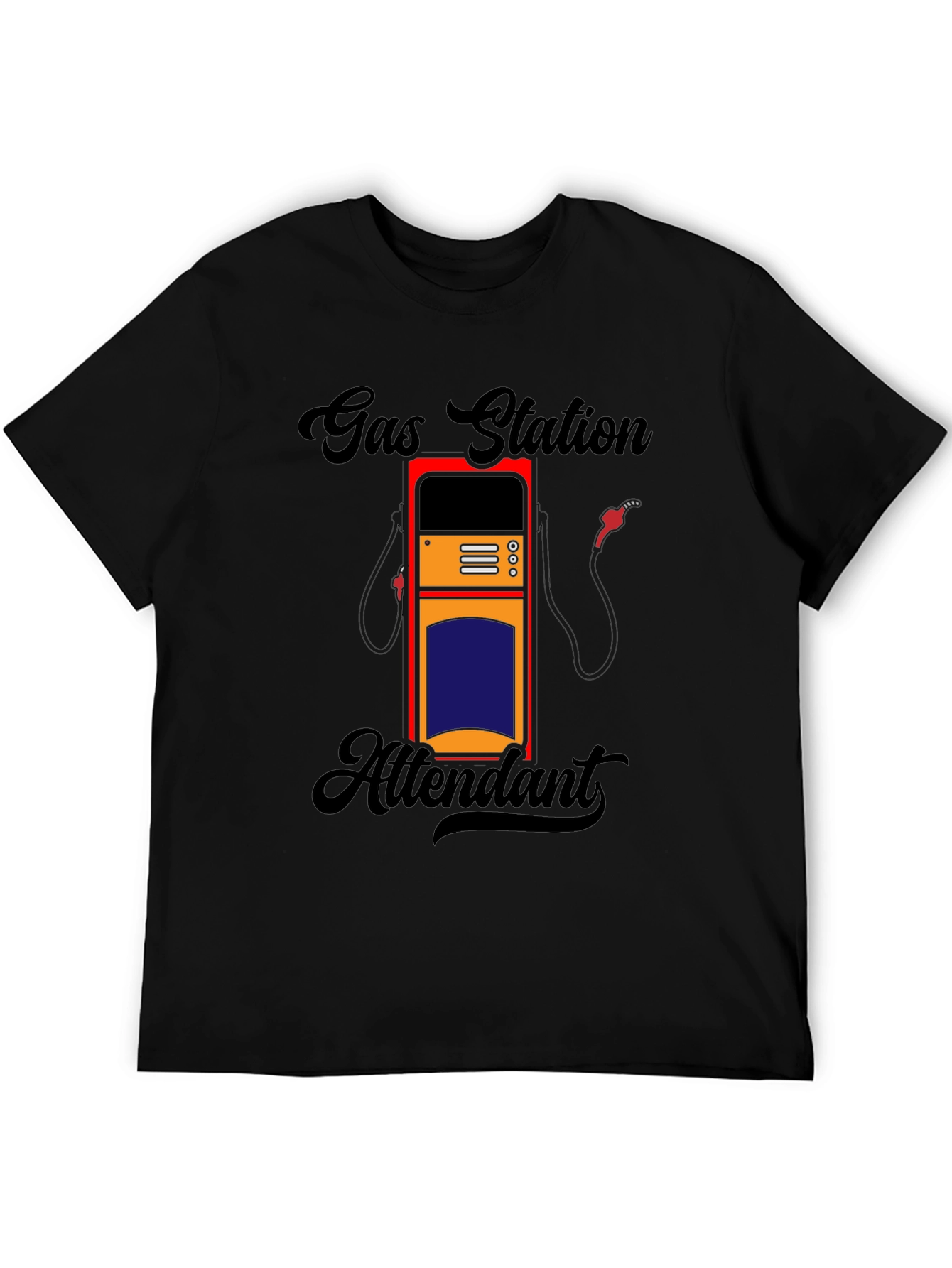 Black Gas Station Attendant Graphic Tee - Black Cotton Comfort view 5
