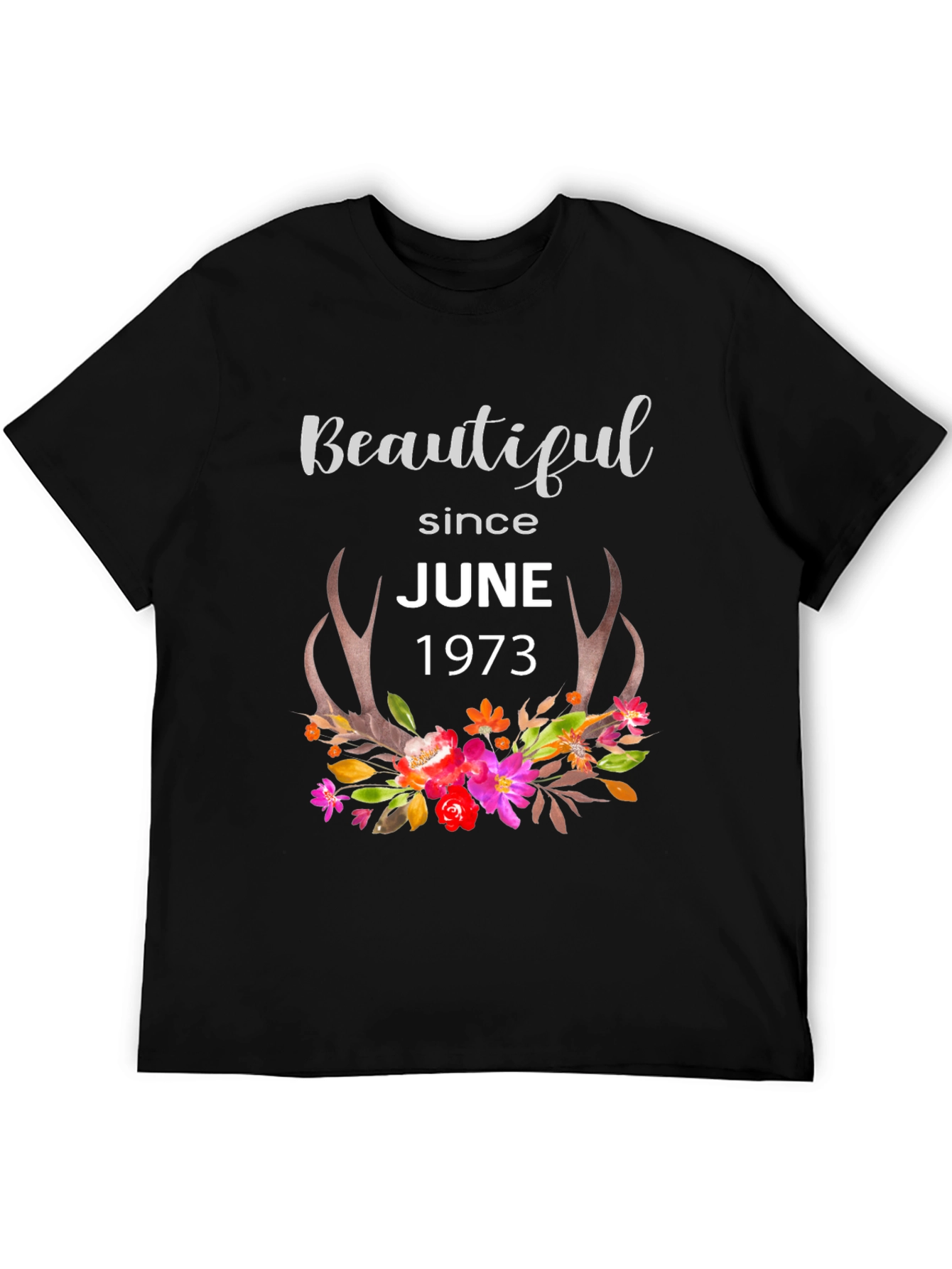 Beautiful Since June 1973 Floral Antler T-Shirt - 5