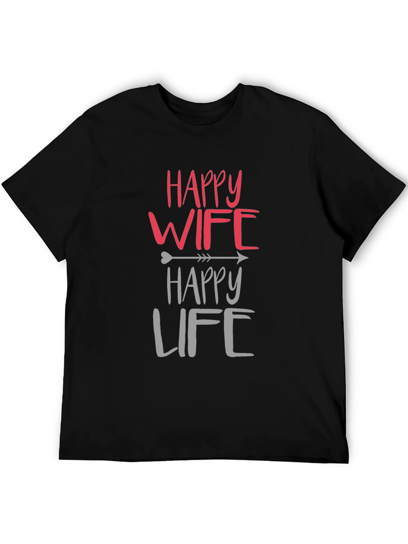 Black Happy Wife Happy Life Black Graphic T-Shirt view 5