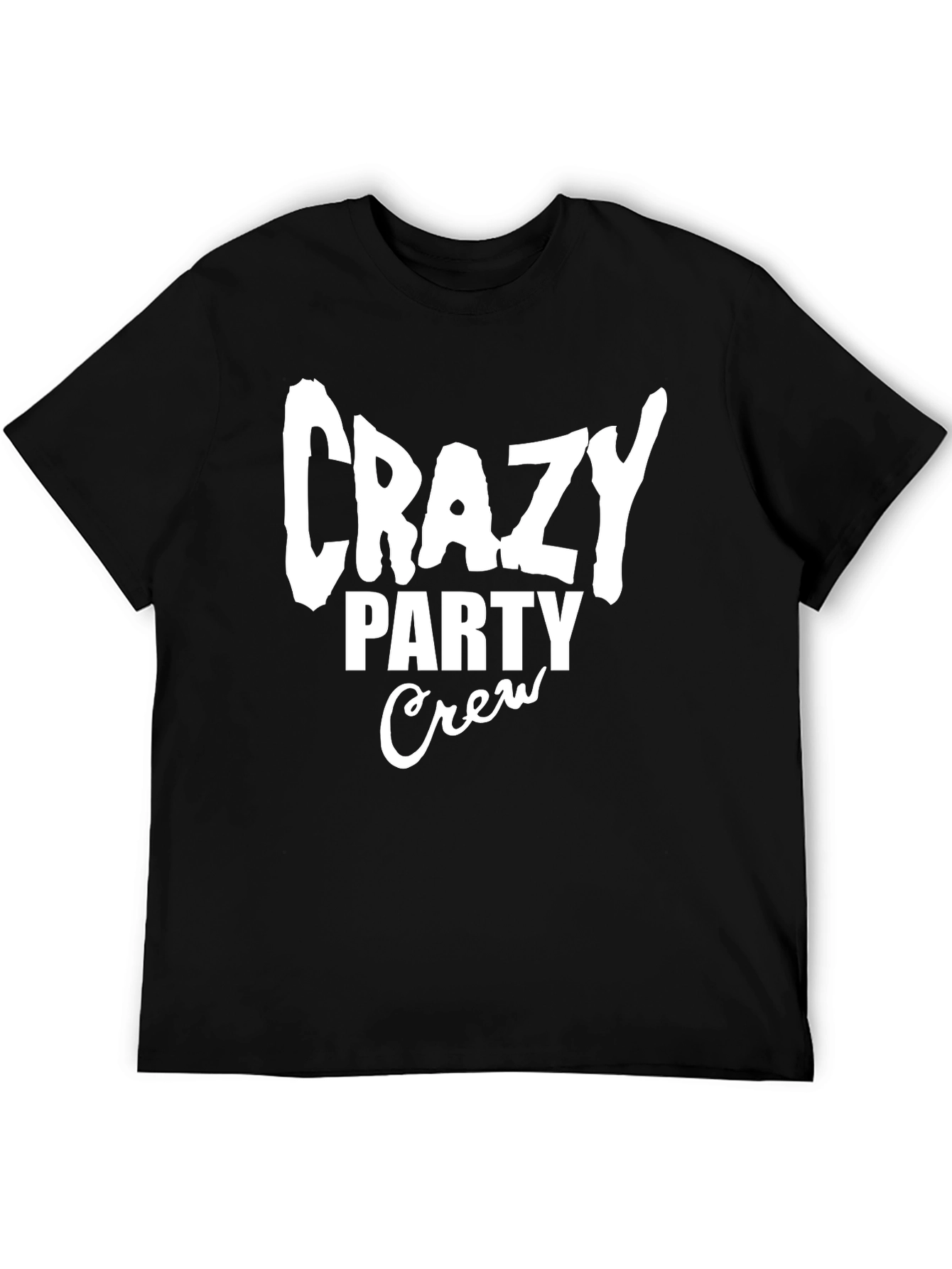 Black Crazy Party Crew Graphic Tee - Black Cotton T-Shirt view 5