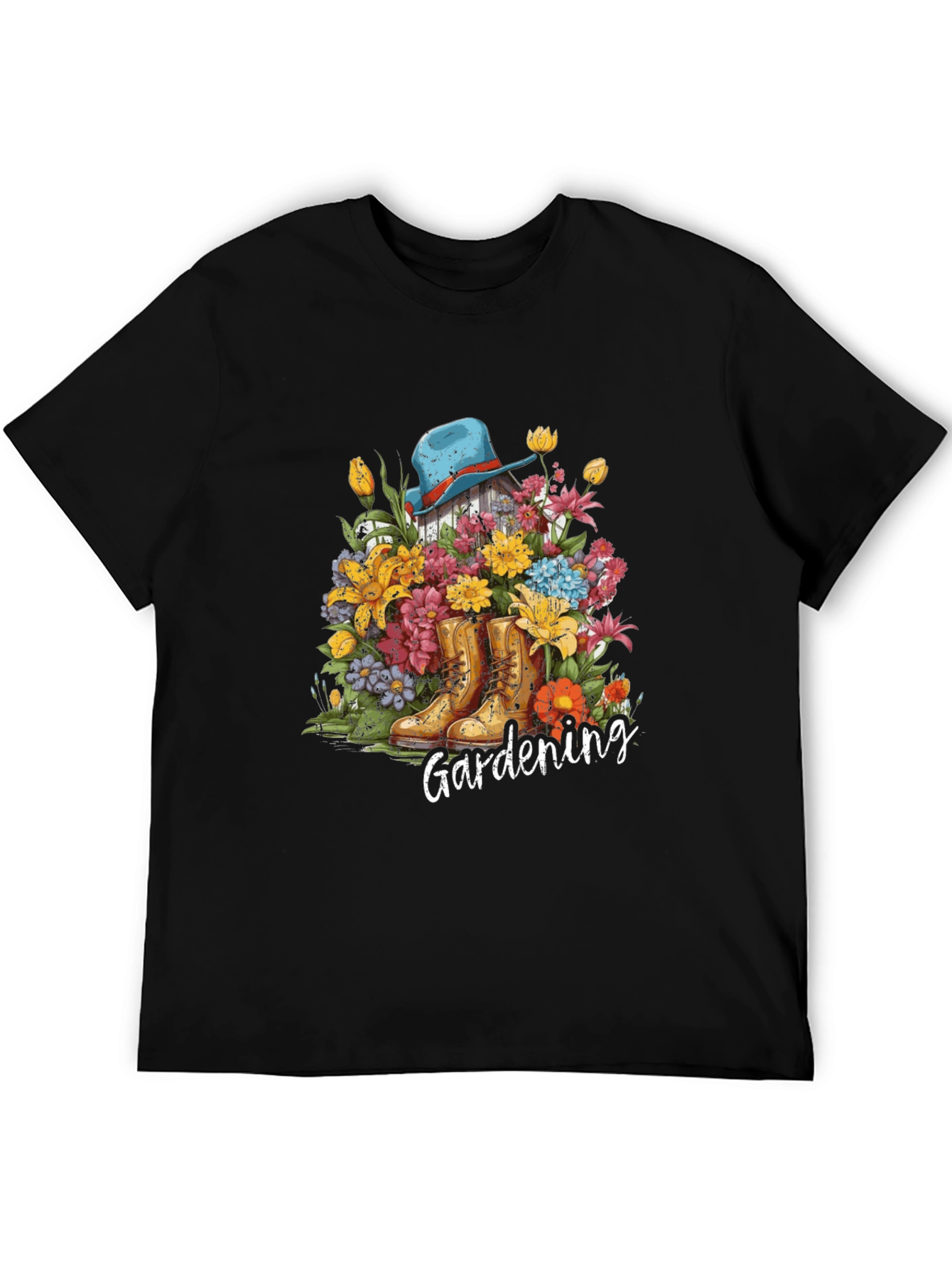 Black Gardening Flower T-Shirt view 5
