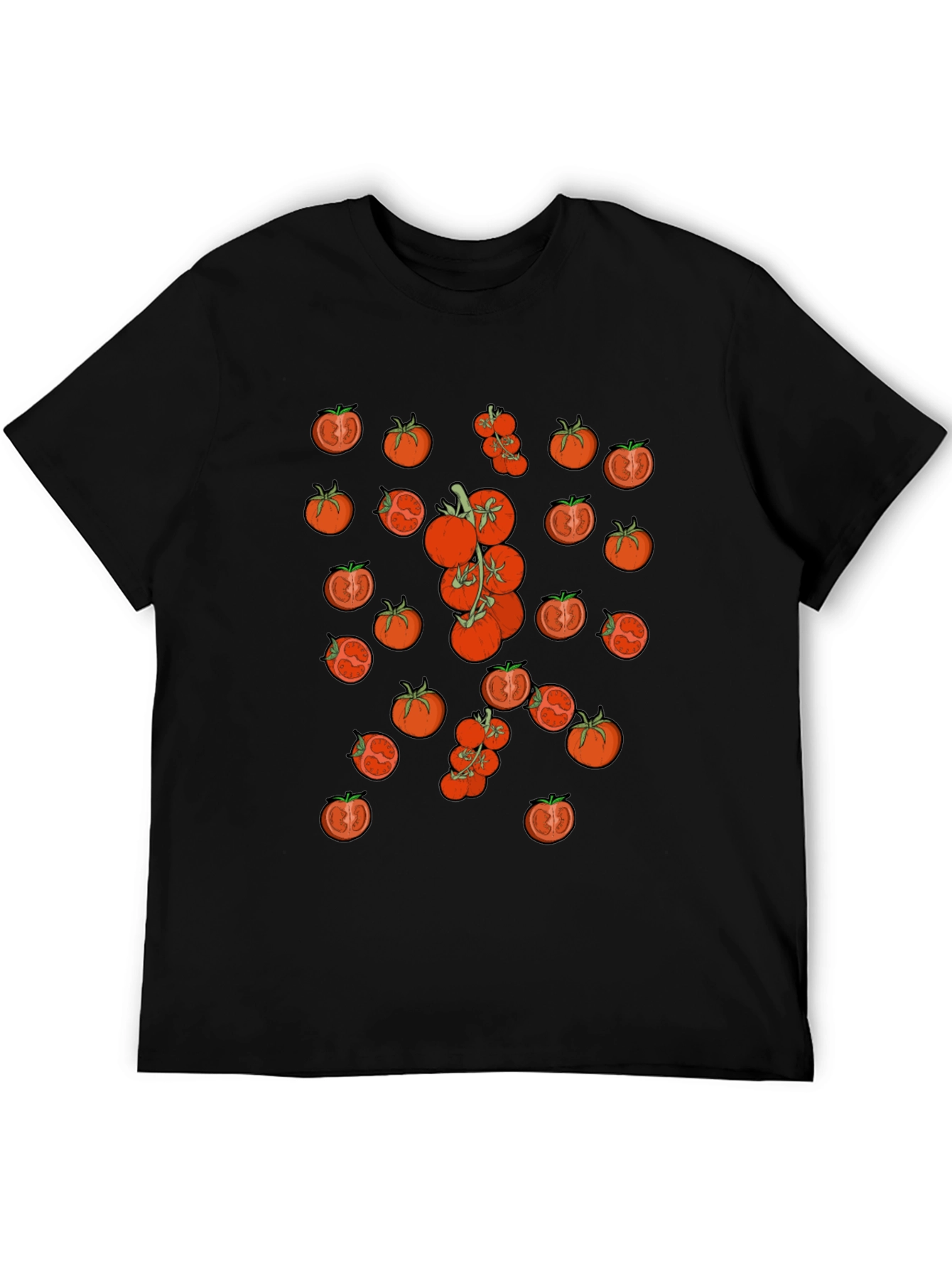 Tomato Pattern Black T-Shirt - 5