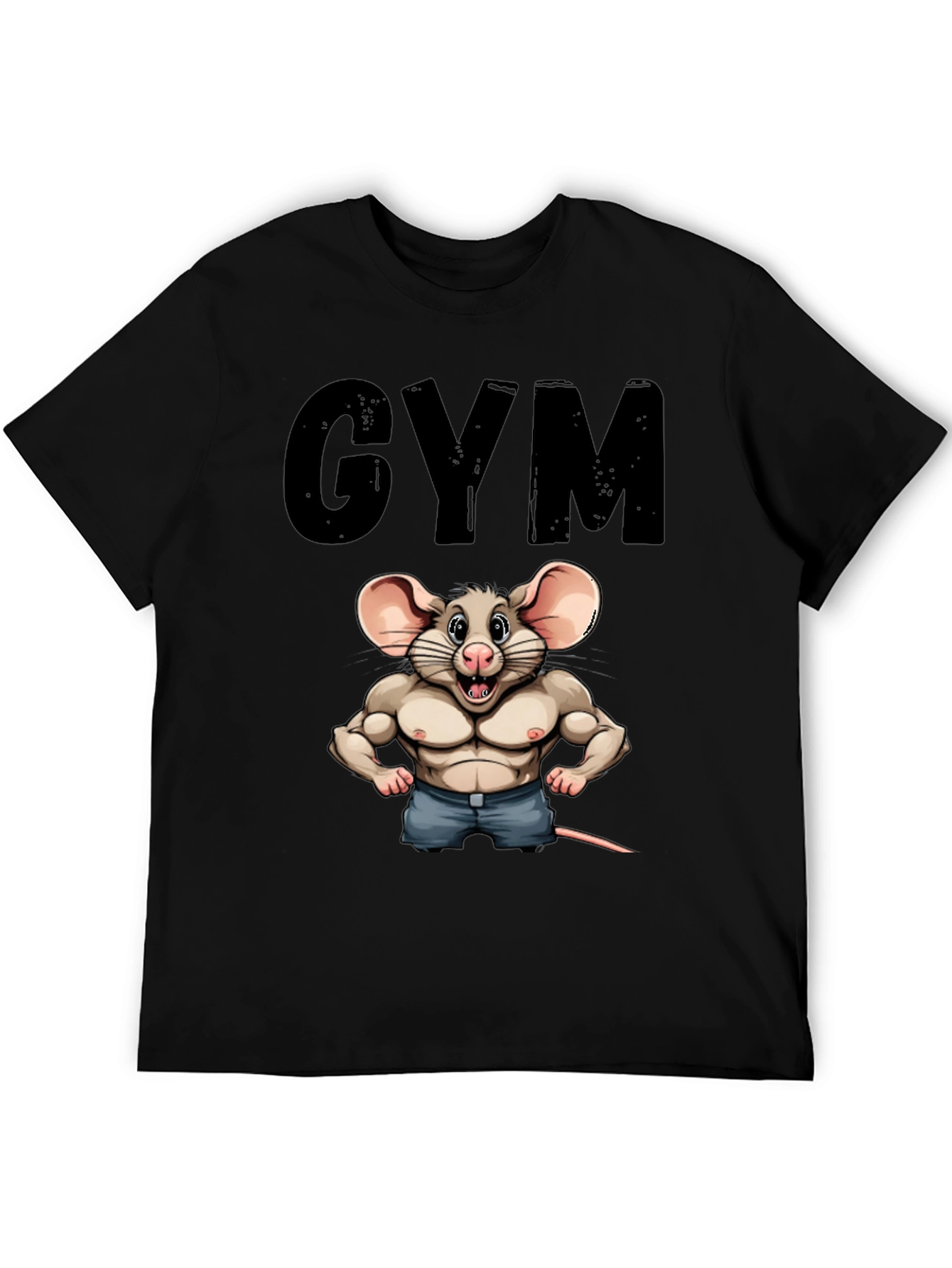 Black Funny Gym Rat T-Shirt view 5