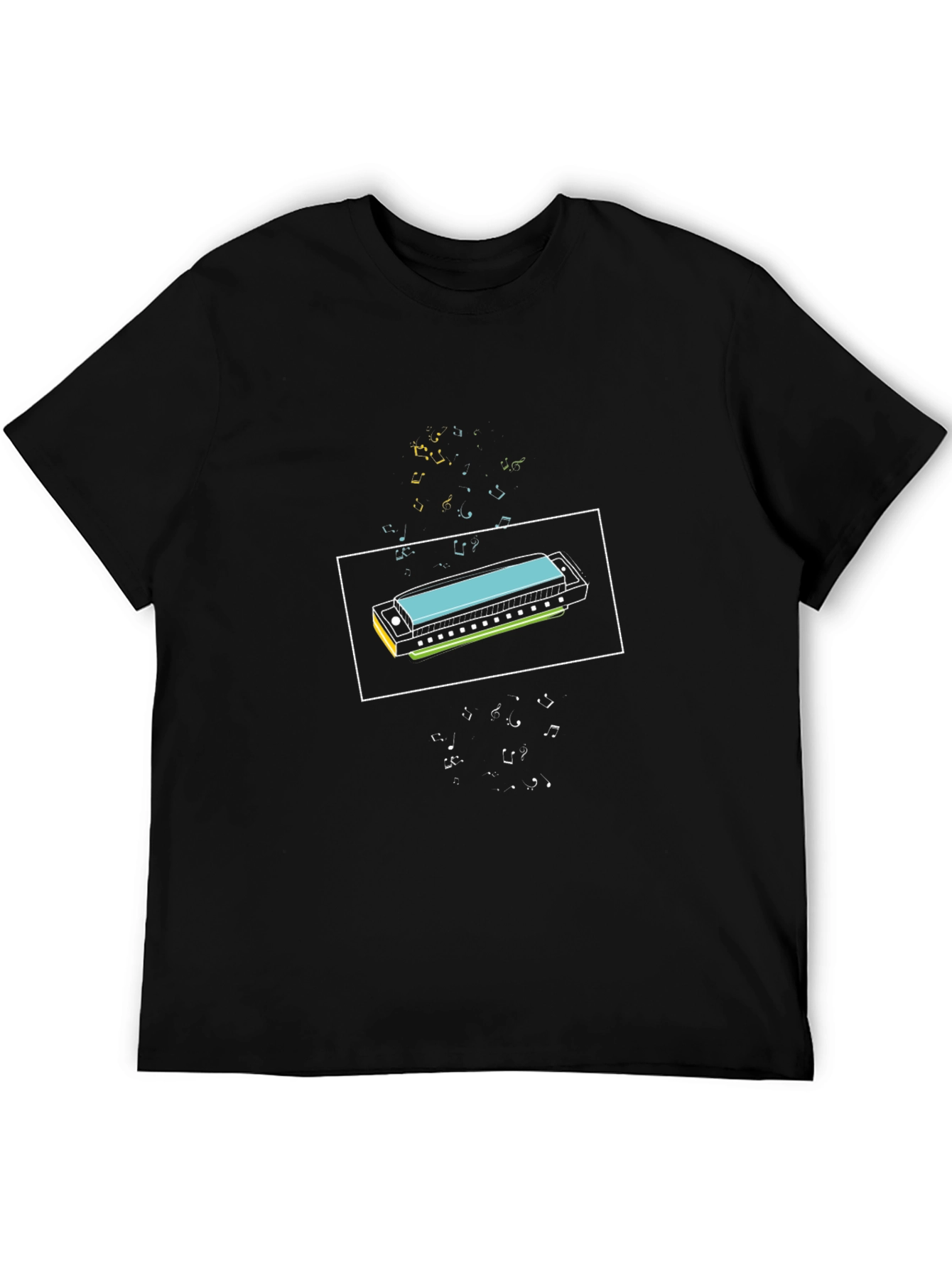 Black Harmonica Music T-Shirt - Black Graphic Tee view 5