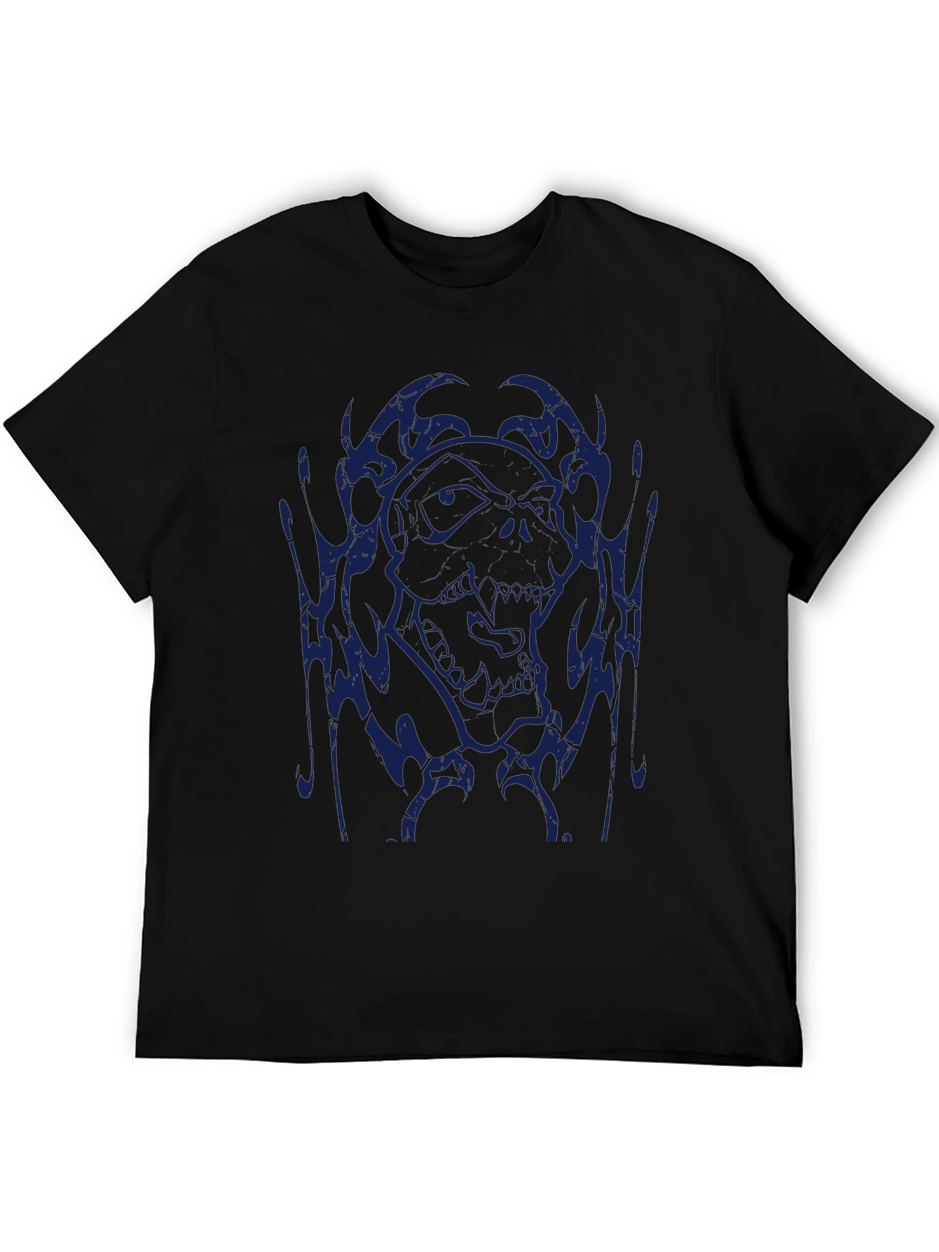 Black Skull Graphic Print Crew Neck T-Shirt view 5