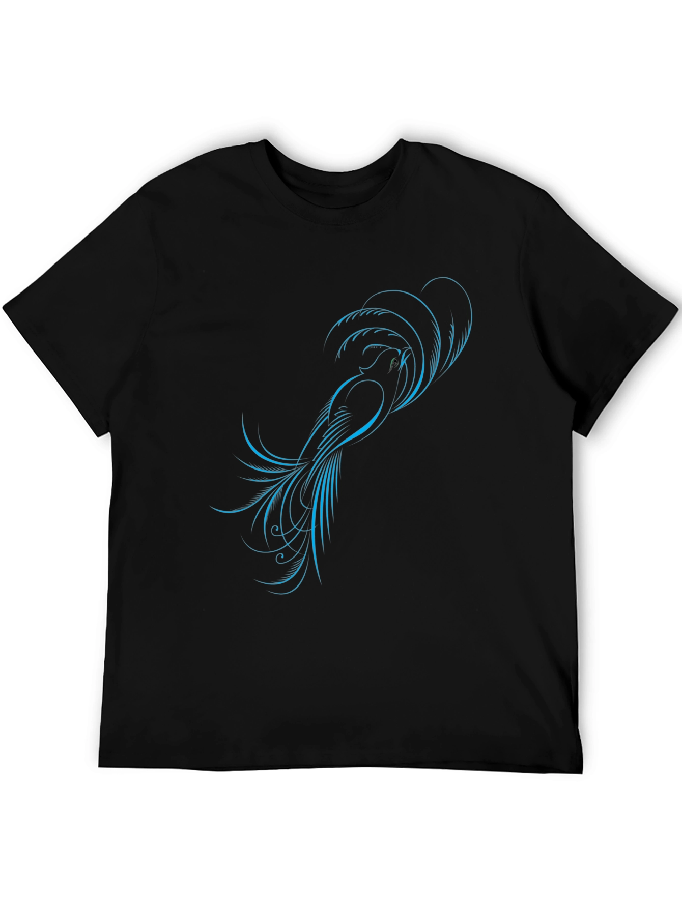Black Stylish Black T-Shirt with Blue Bird Design view 5