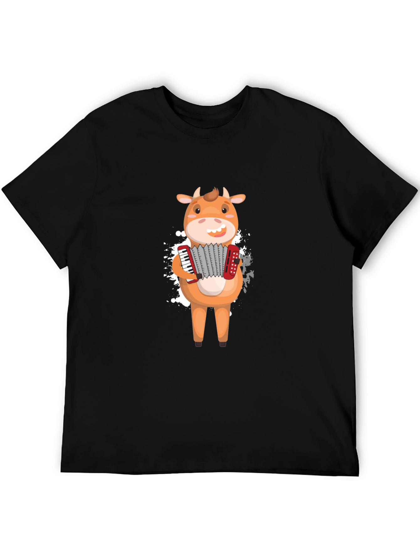 Black Cow Accordion T-Shirt - Musical Animal Tee view 5