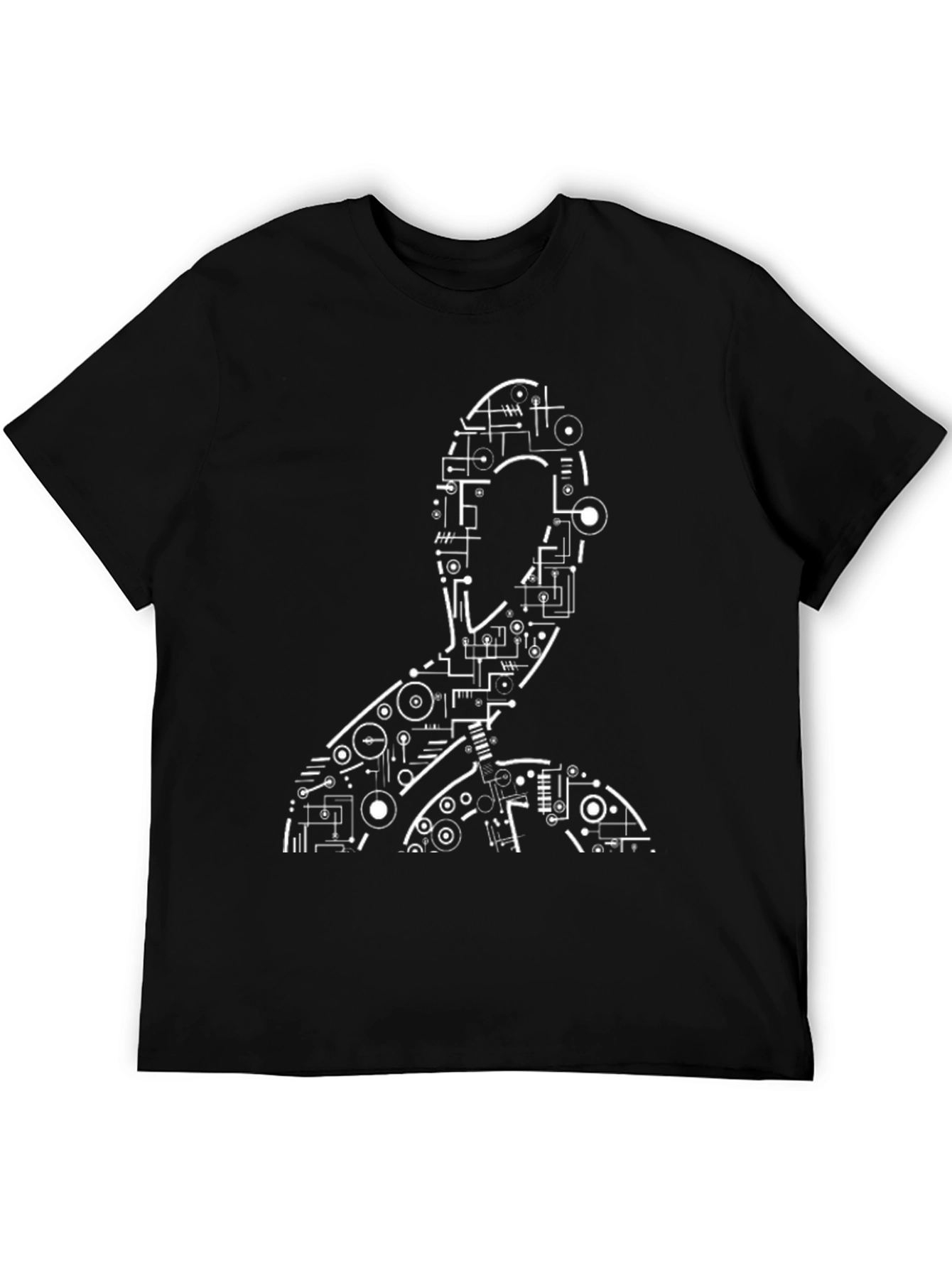 Black Abstract Circuit Man Graphic Tee - Black view 5