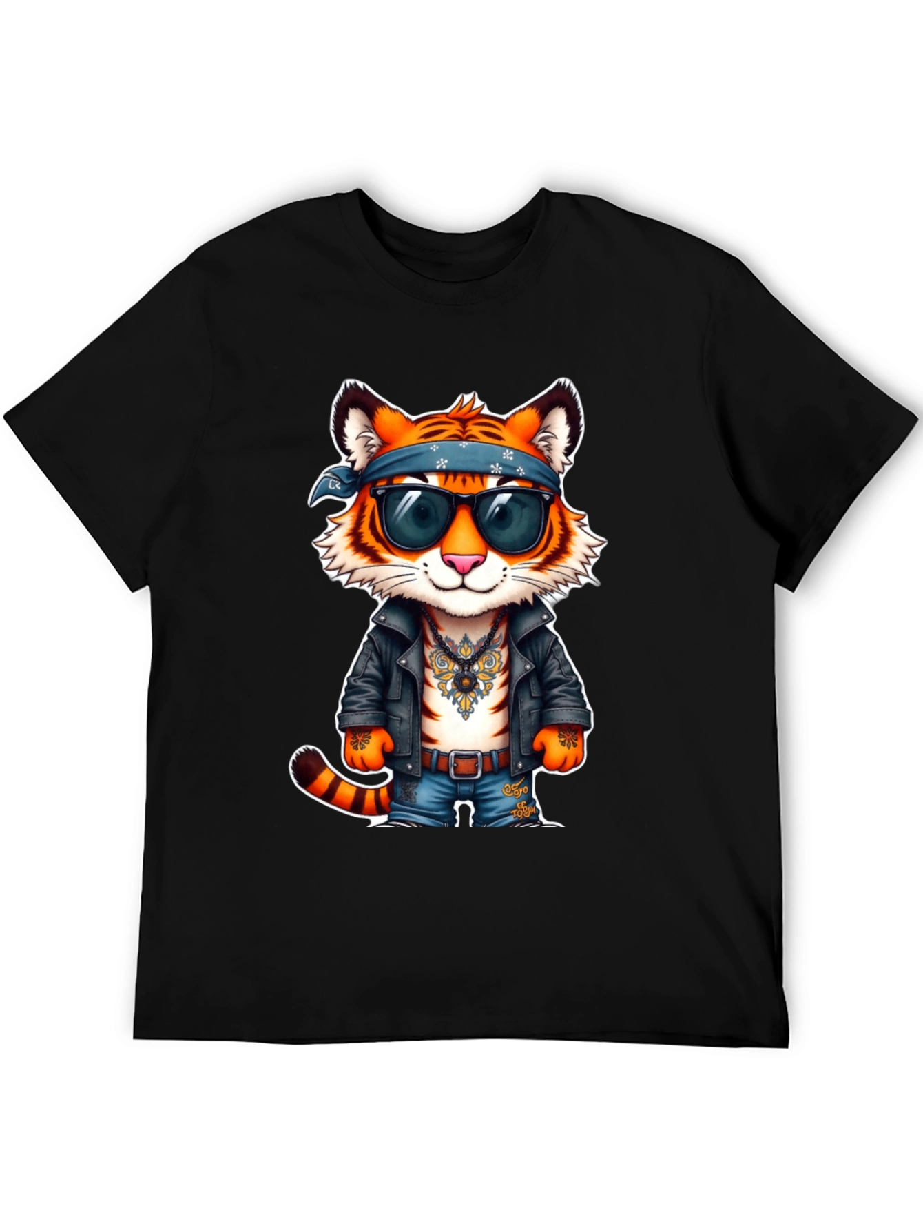 Black Cool Tiger Graphic Tee - Rocker Style view 5