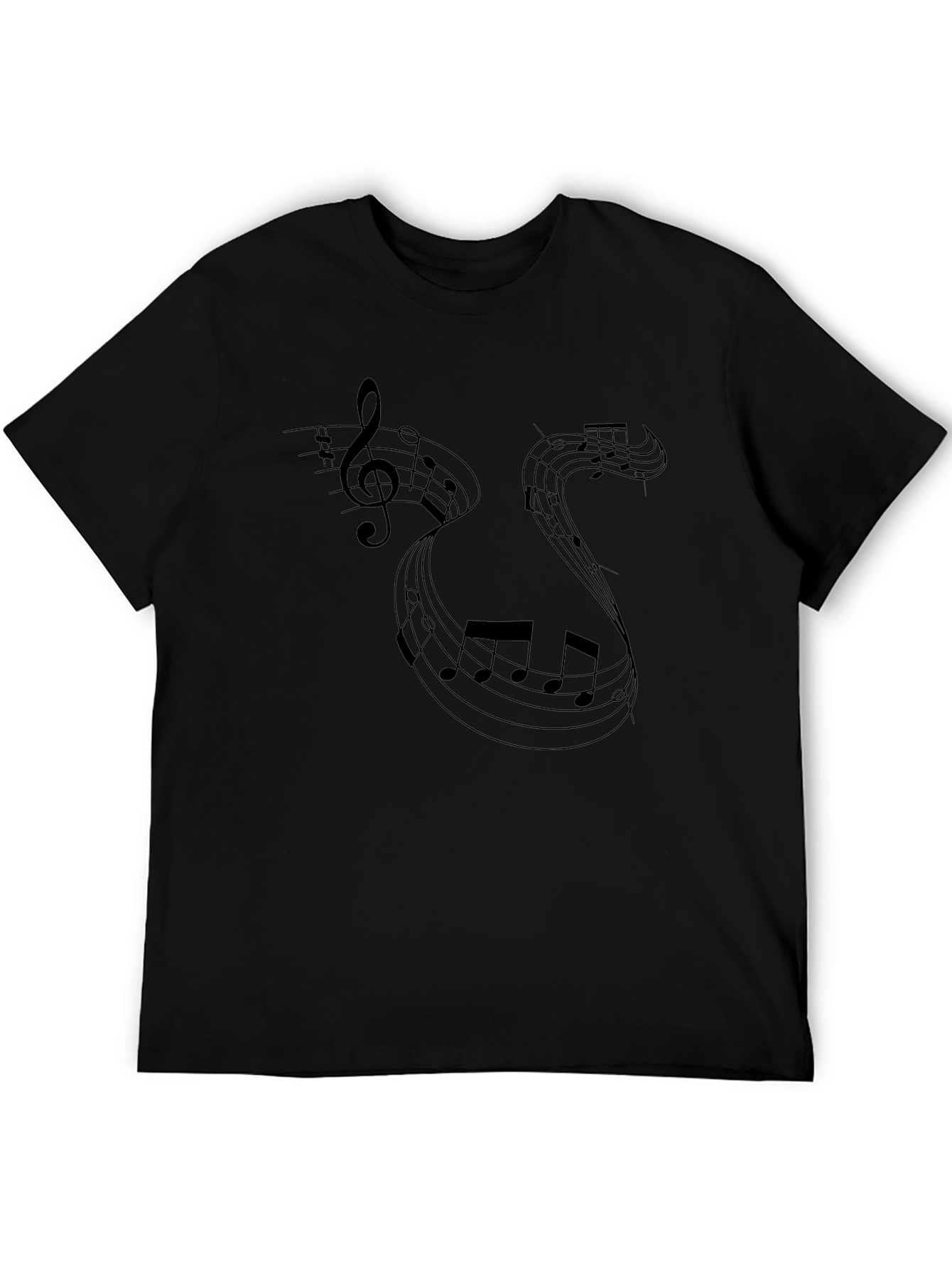 Black Musical Notes Black T-Shirt view 5