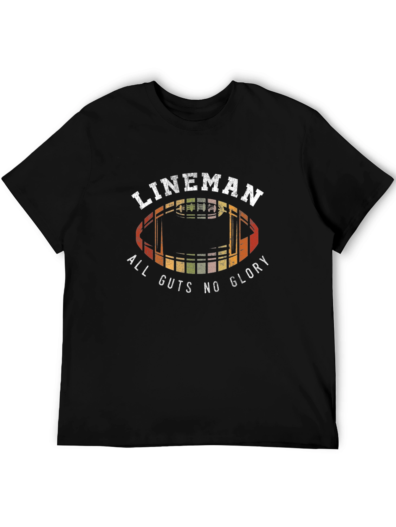 Black Lineman Football T-Shirt - All Guts No Glory view 5