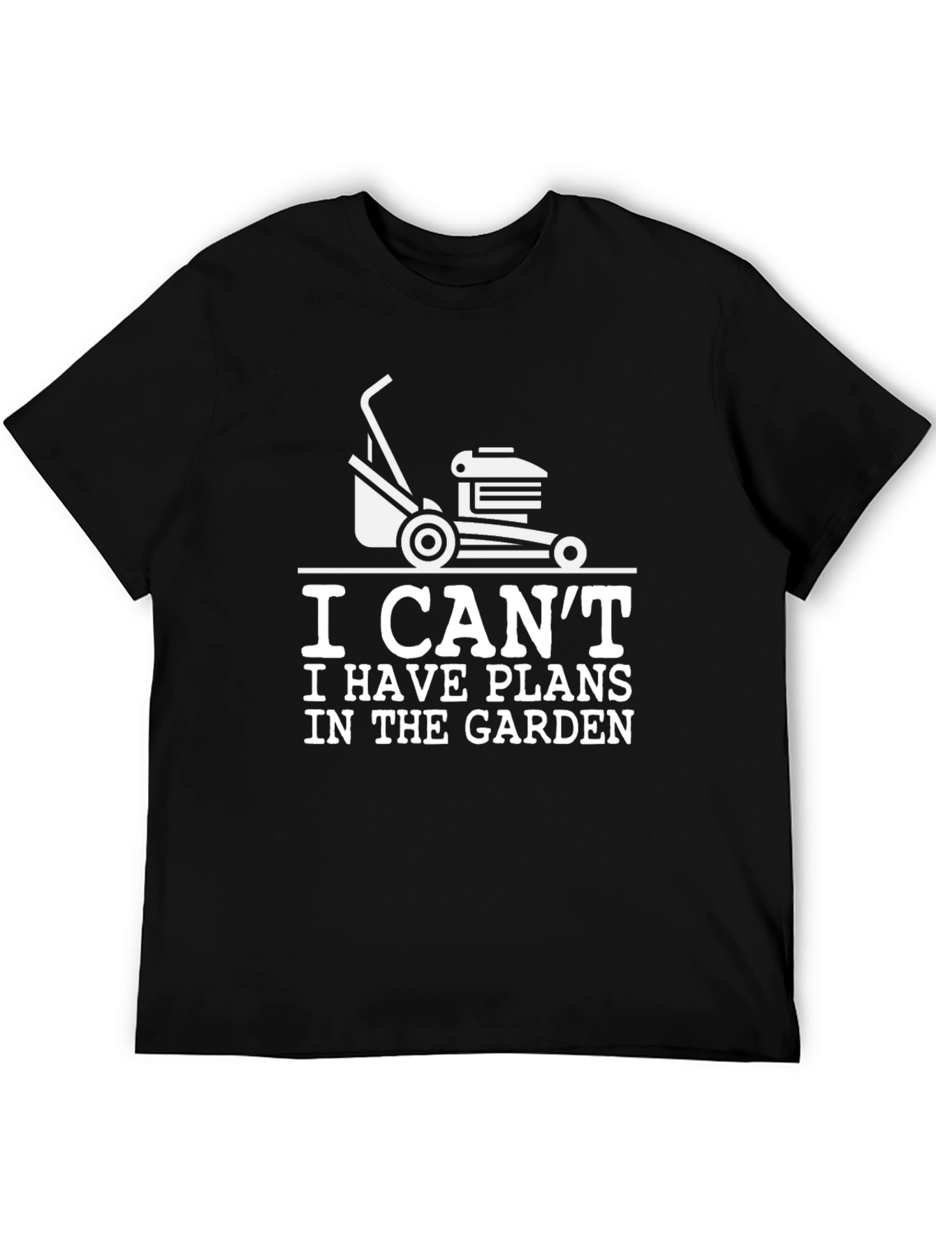 Black Gardening Plans T-Shirt - Lawn Mower Graphic Tee view 5
