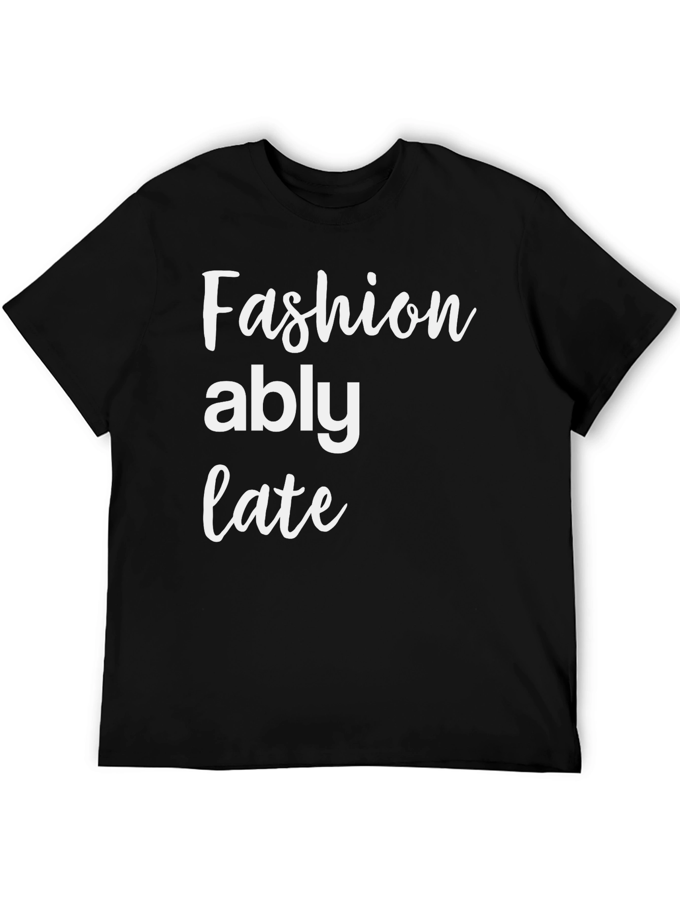 Black Fashionably Late Graphic Tee - Stylish & Comfortable view 5