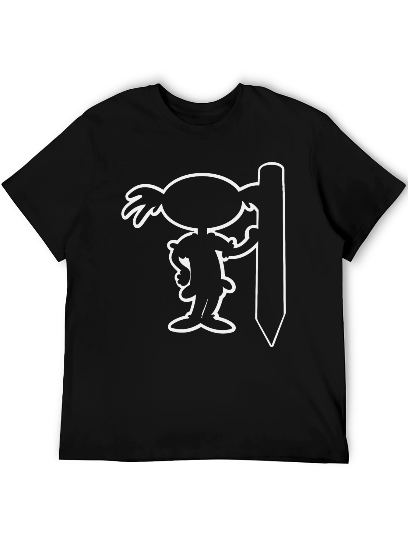 Black Cartoon Graphic Tee - Black Cotton Blend Unisex Shirt view 5