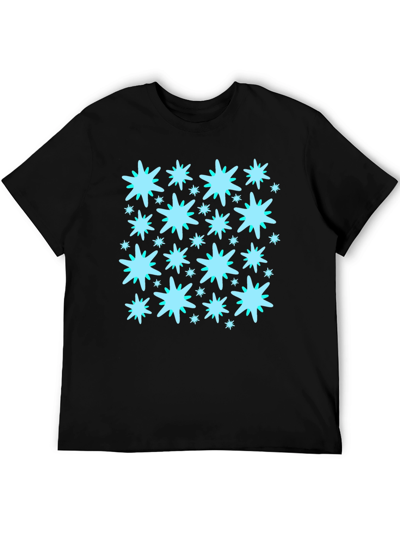 Black Starburst Pattern Black Cotton Tee view 5