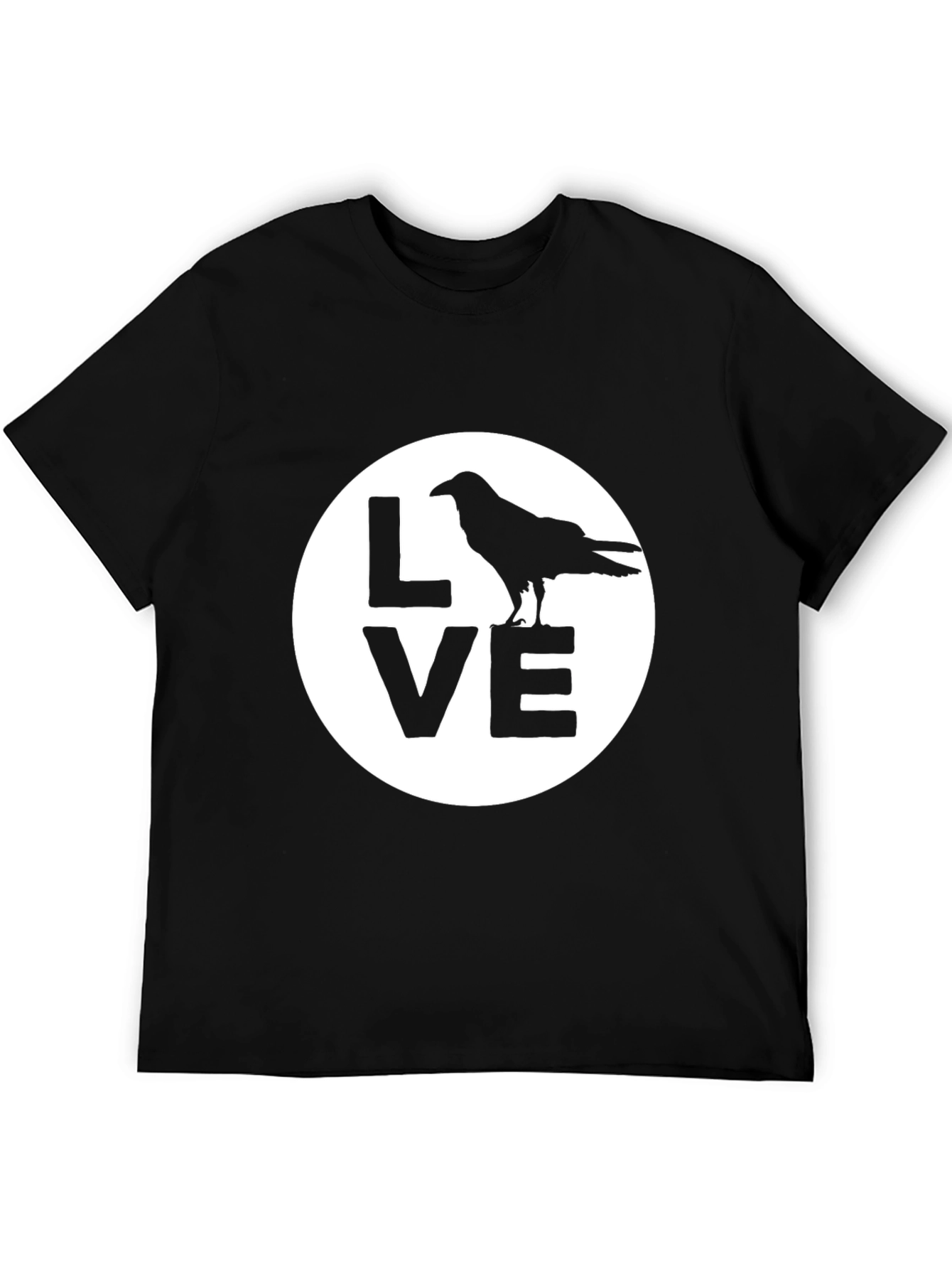 Black Raven Love T-Shirt - Black Cotton Graphic Tee view 5