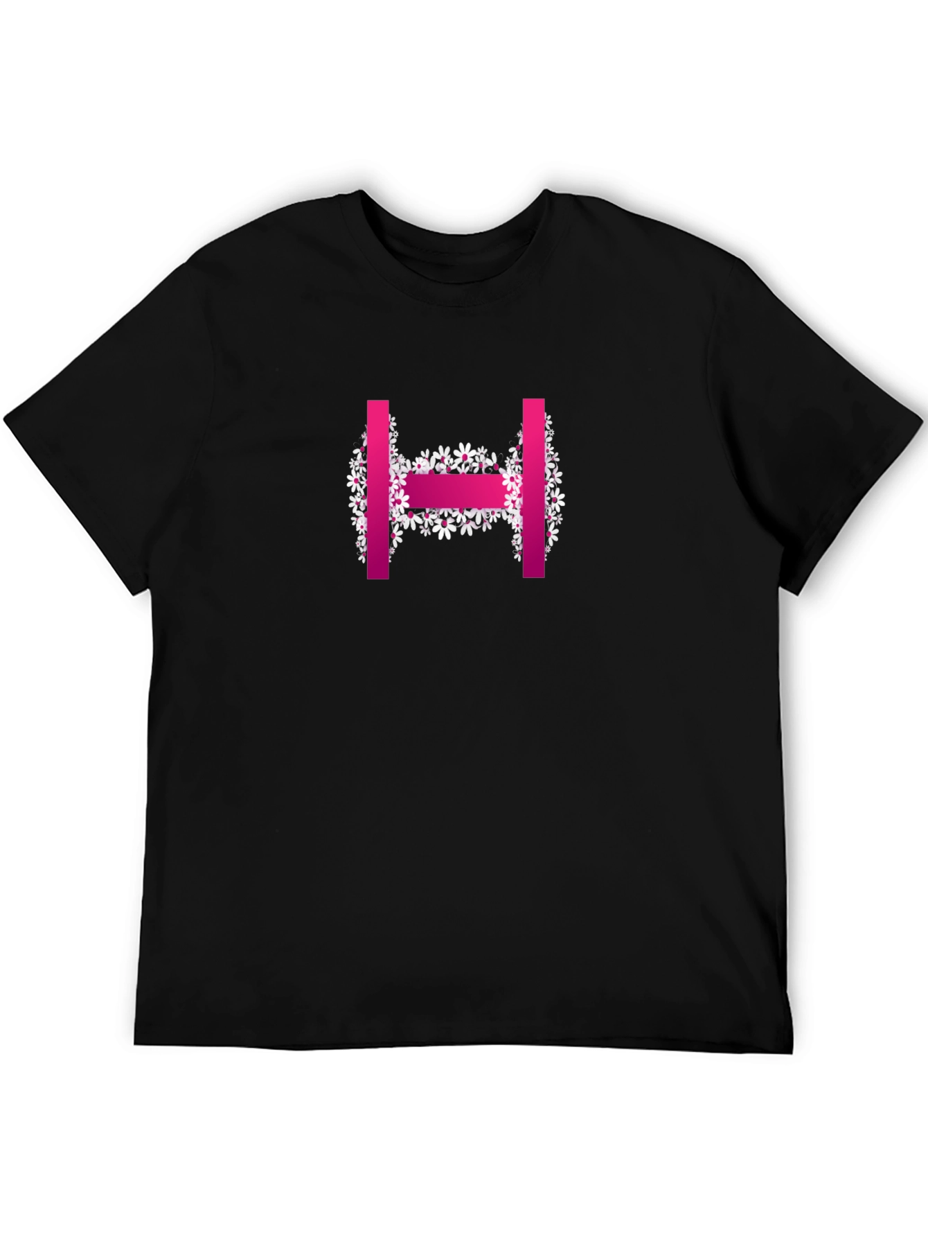Black Floral H Letter T-Shirt - Stylish & Unique view 5