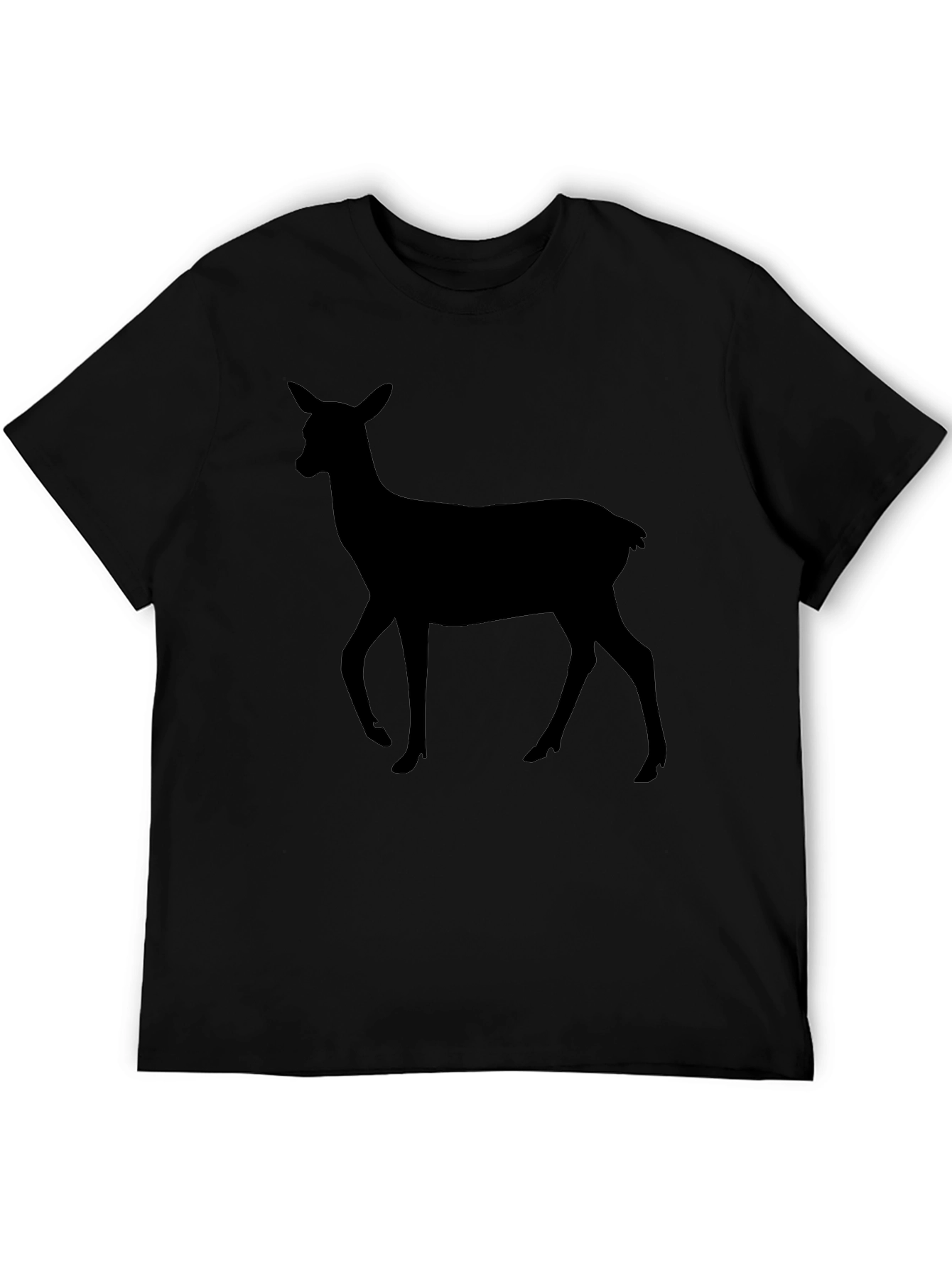 Black Deer Silhouette Black T-Shirt - Unisex Casual Tee view 5