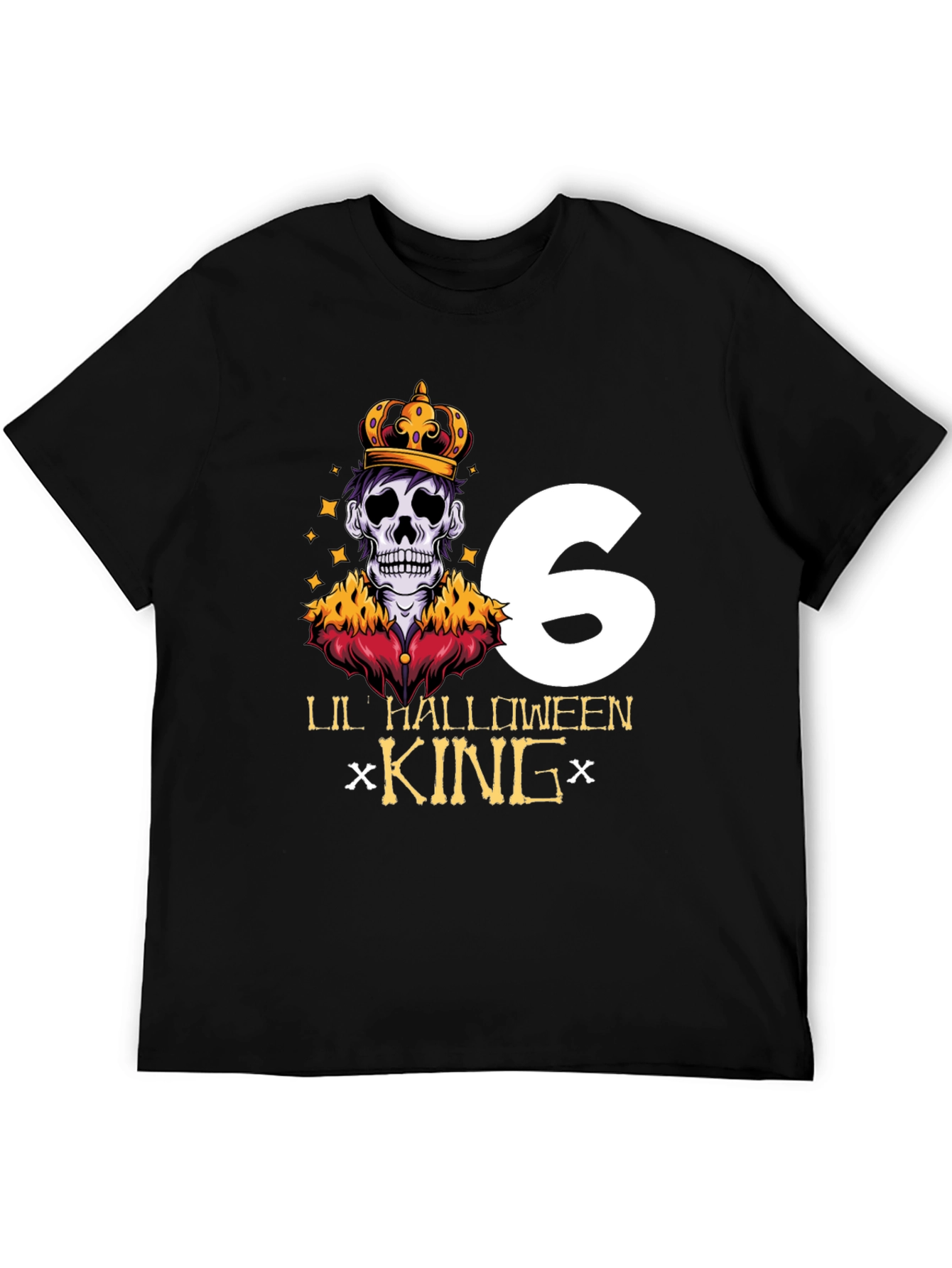 Black Lil' Halloween King Sixth Birthday T-Shirt view 5