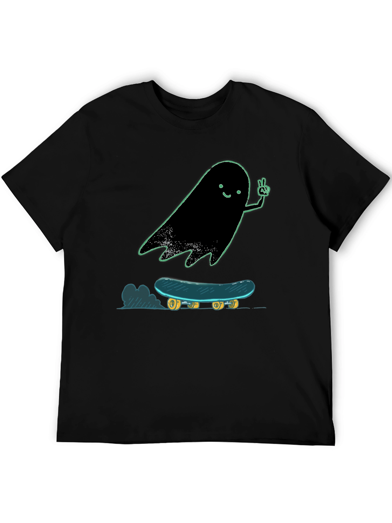 Black Ghost Skateboard Tee - Cool Graphic Print Shirt view 5