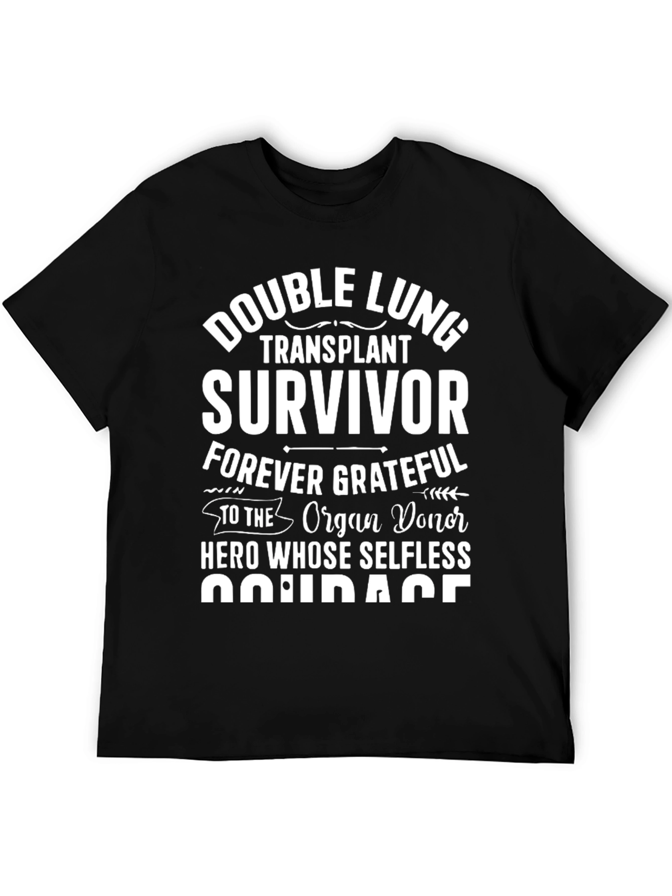 Black Double Lung Transplant Survivor T-Shirt view 5