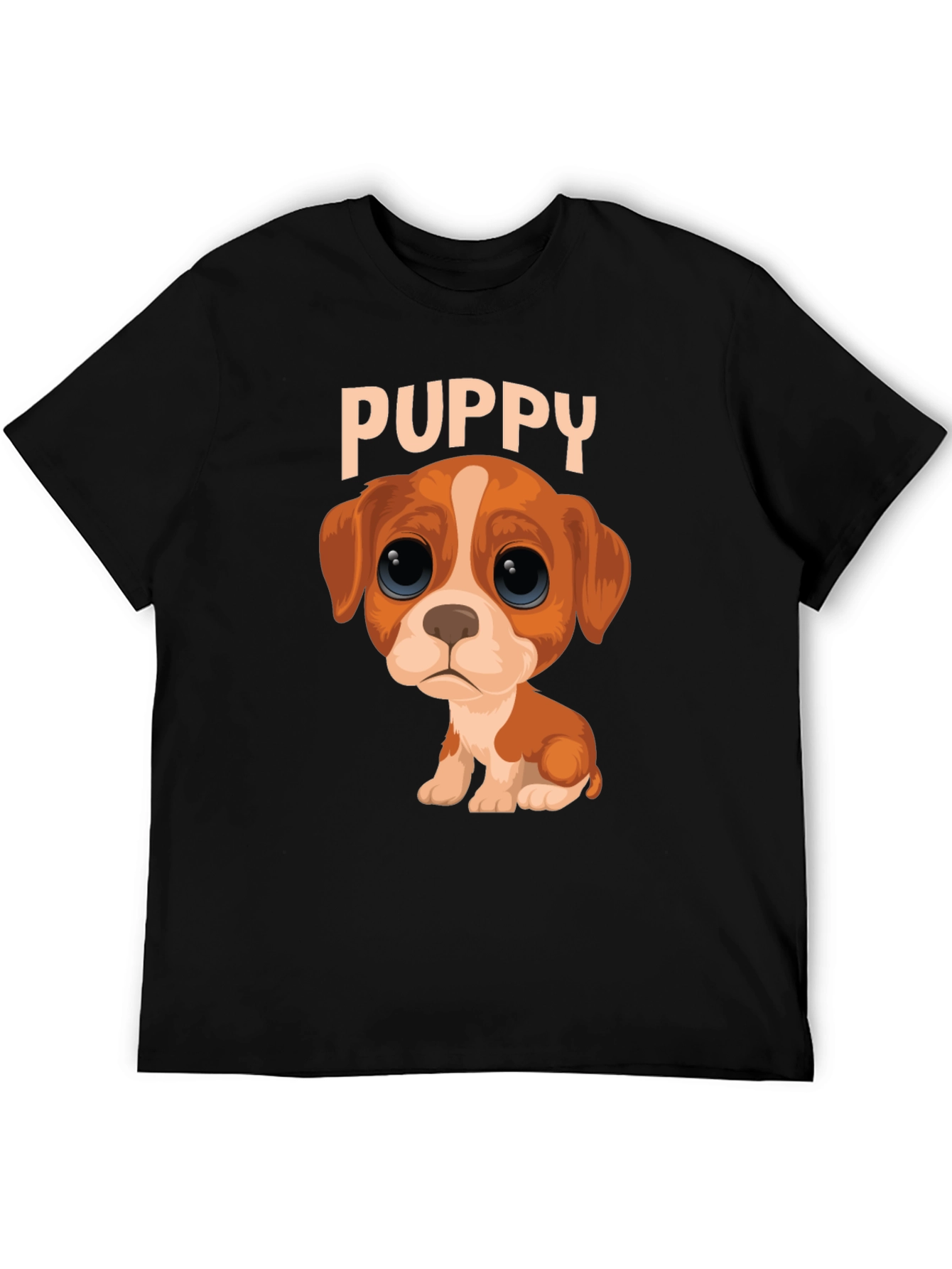 Black Cute Puppy Graphic Black T-Shirt view 5