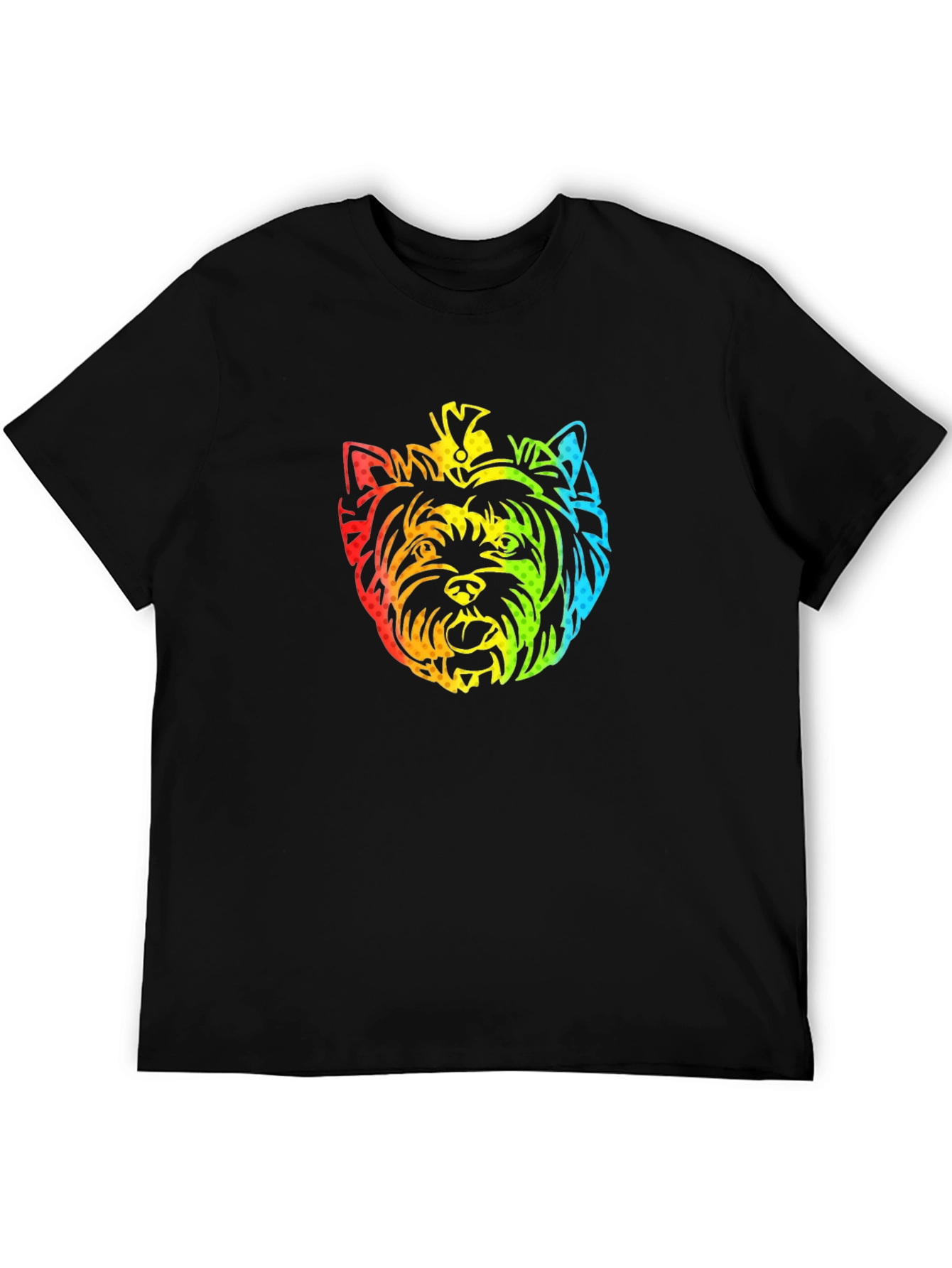 Black Rainbow Yorkshire Terrier Graphic T-Shirt view 5