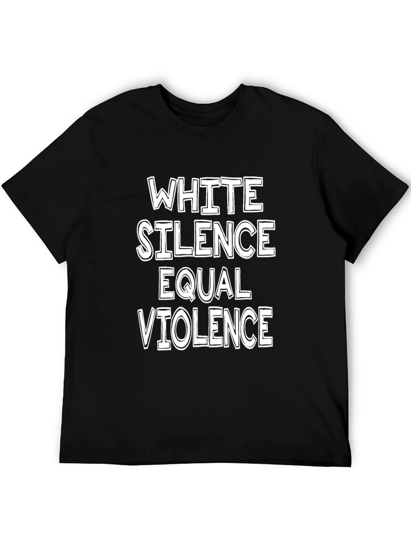 Black White Silence Equals Violence Graphic Tee view 5