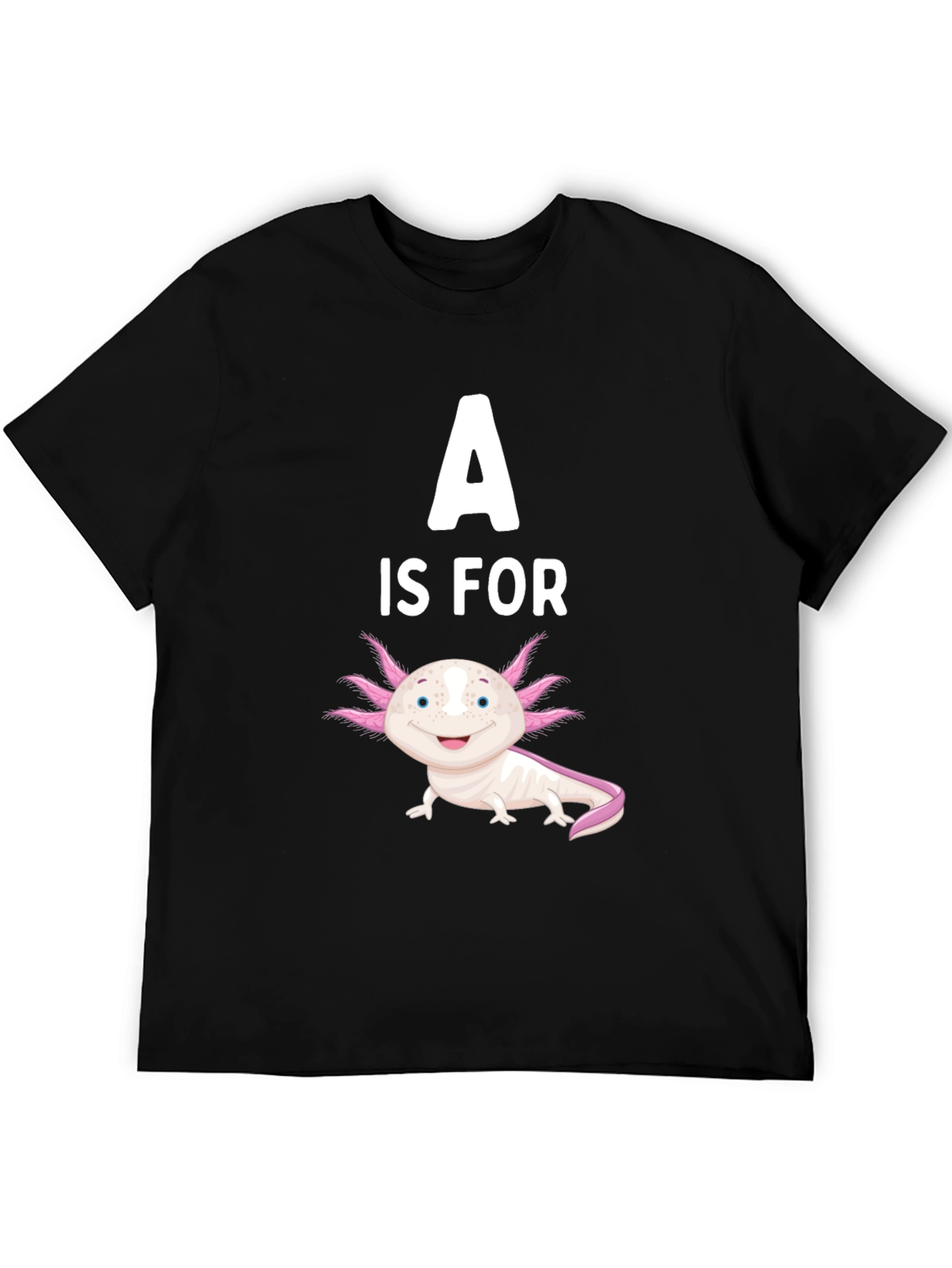 Black A is for Axolotl Black T-Shirt view 5