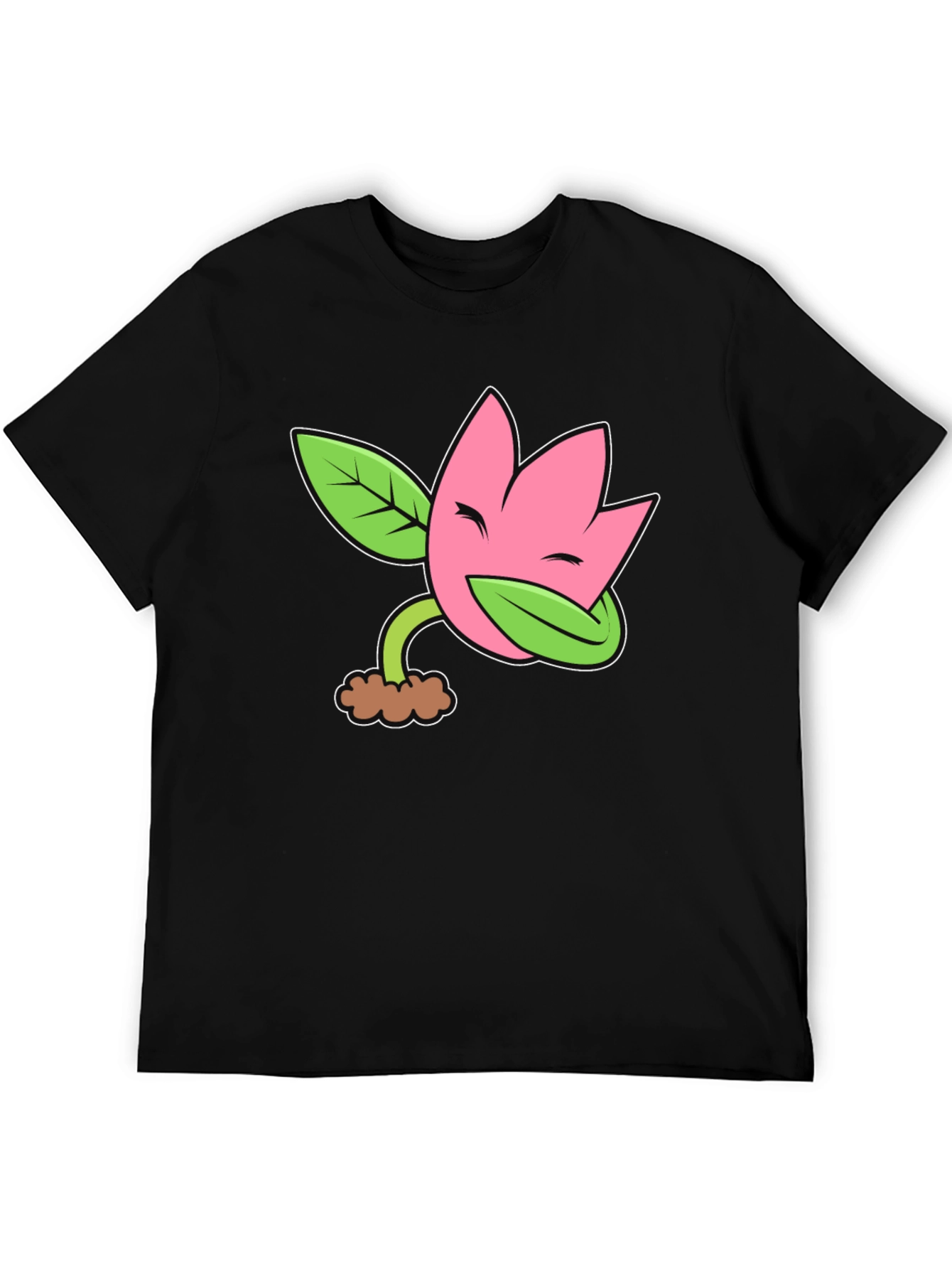 Black Funny Flower Plant Cartoon Black T-Shirt view 5
