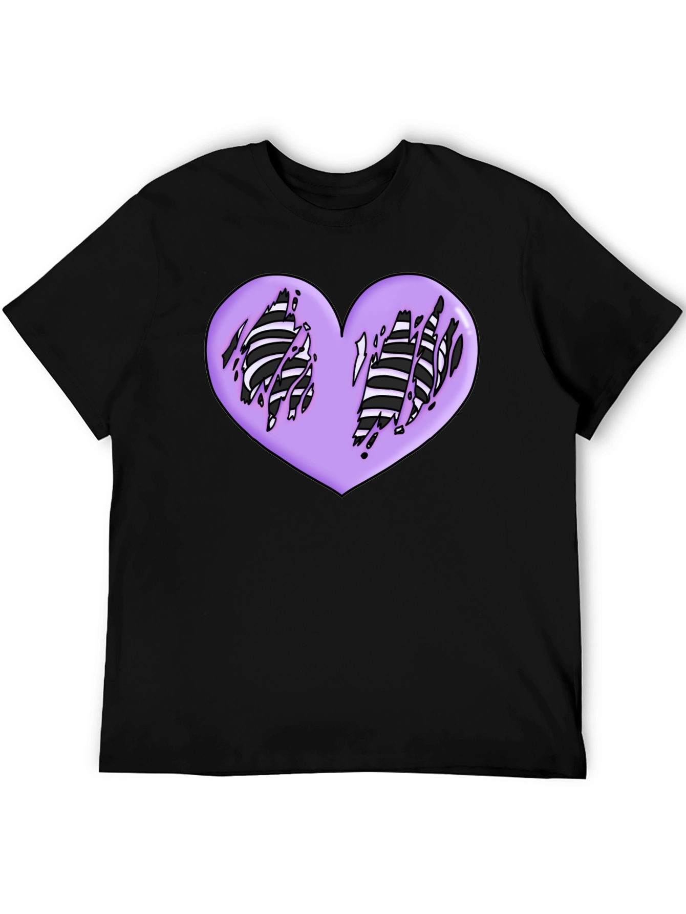 Black Ripped Heart Graphic Black T-Shirt view 5