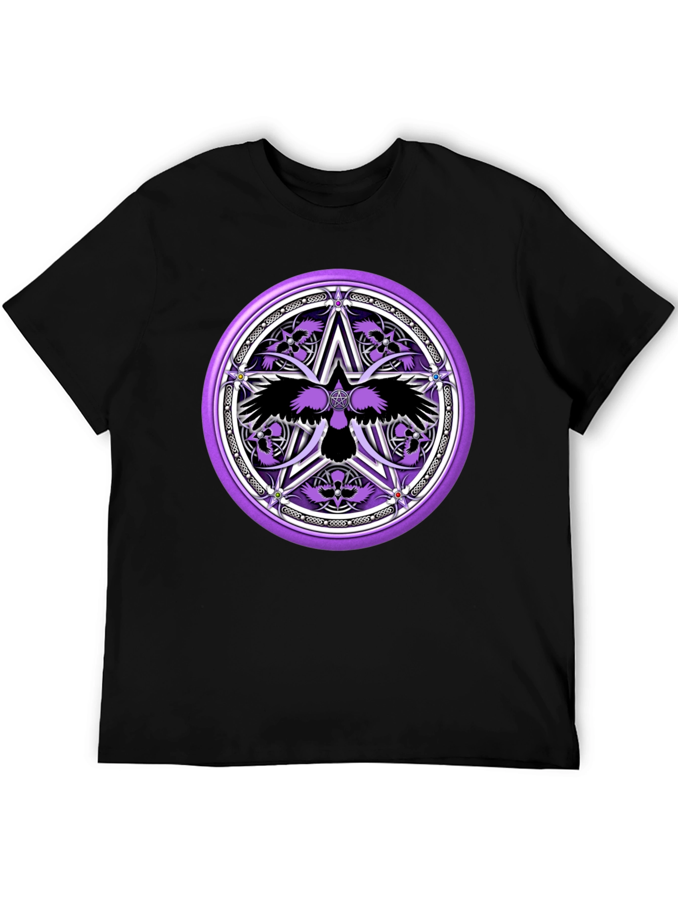 Black Raven Pentagram Graphic Tee - Black view 5