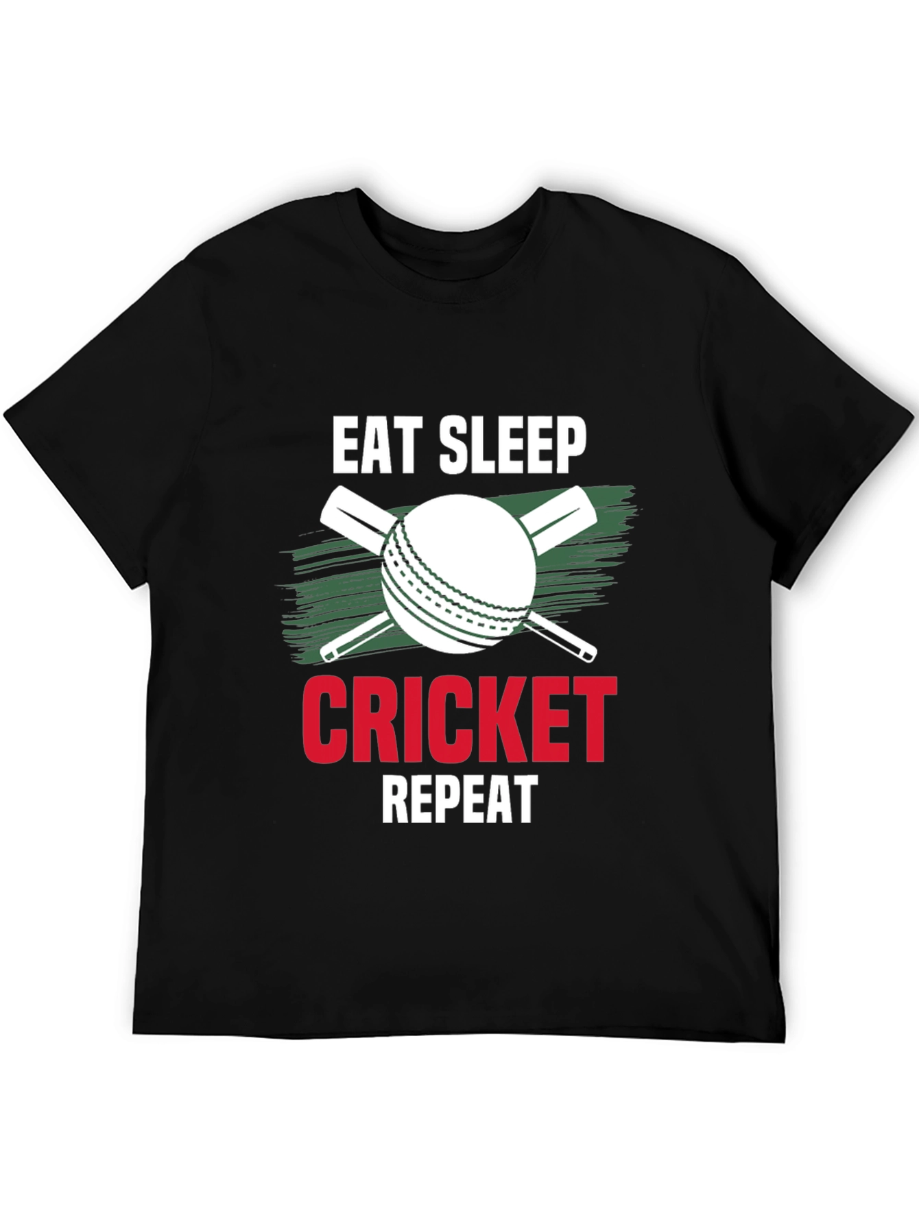 Black Eat Sleep Cricket Repeat Graphic Tee view 5