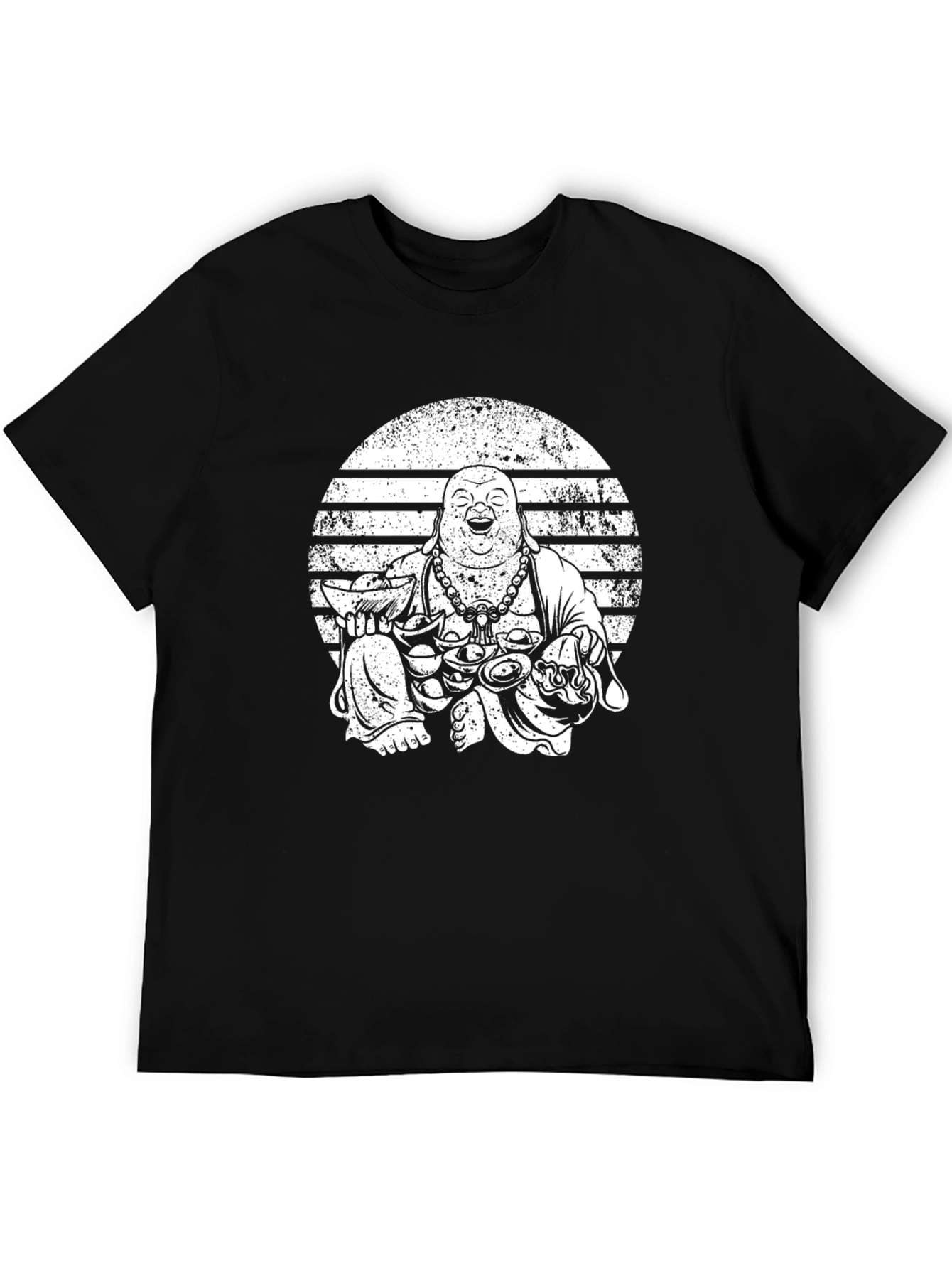 Black Laughing Buddha Graphic Black T-Shirt view 5
