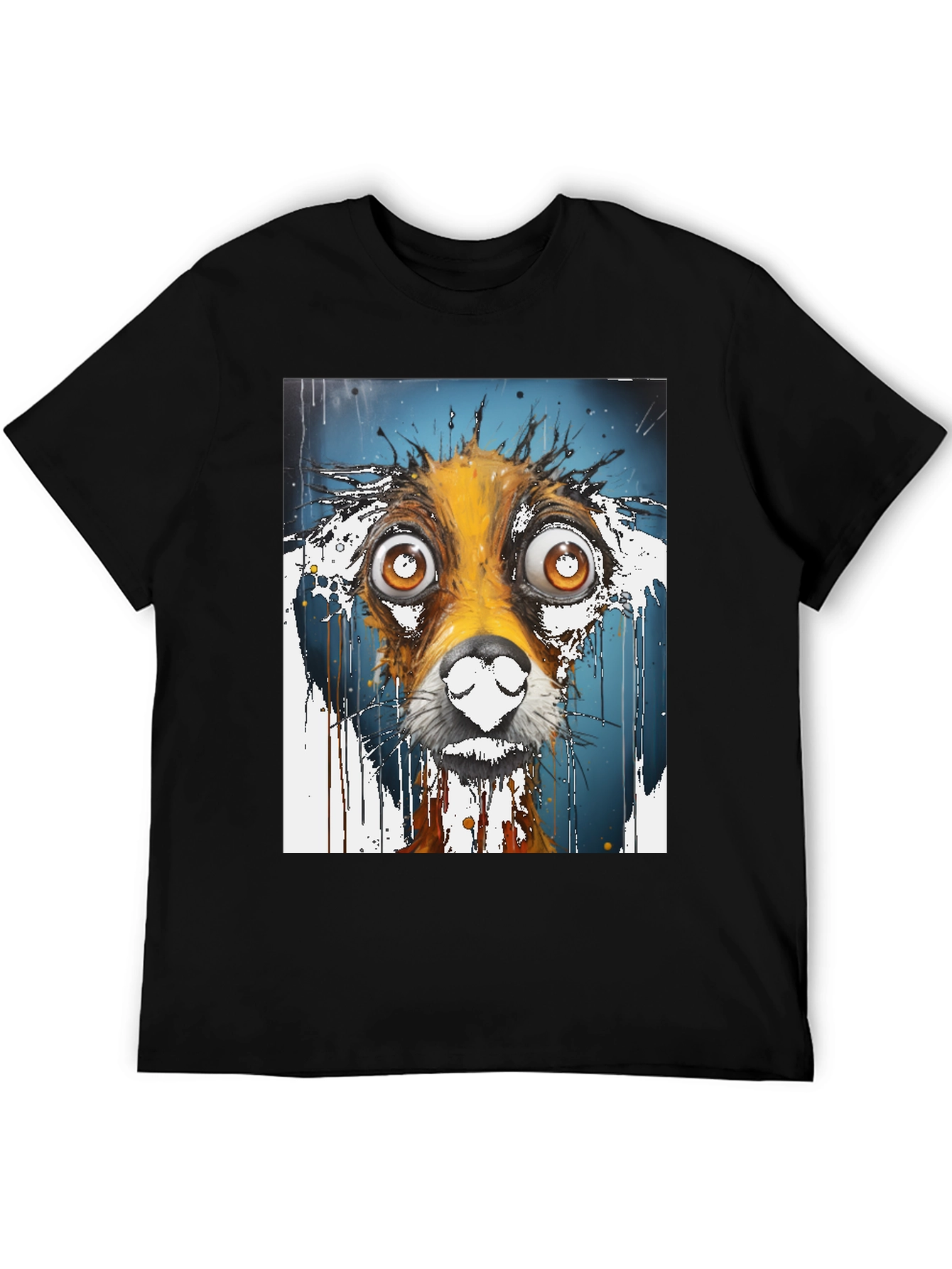 Black Dog Art Graphic Tee - Unisex Black Cotton T-Shirt view 5